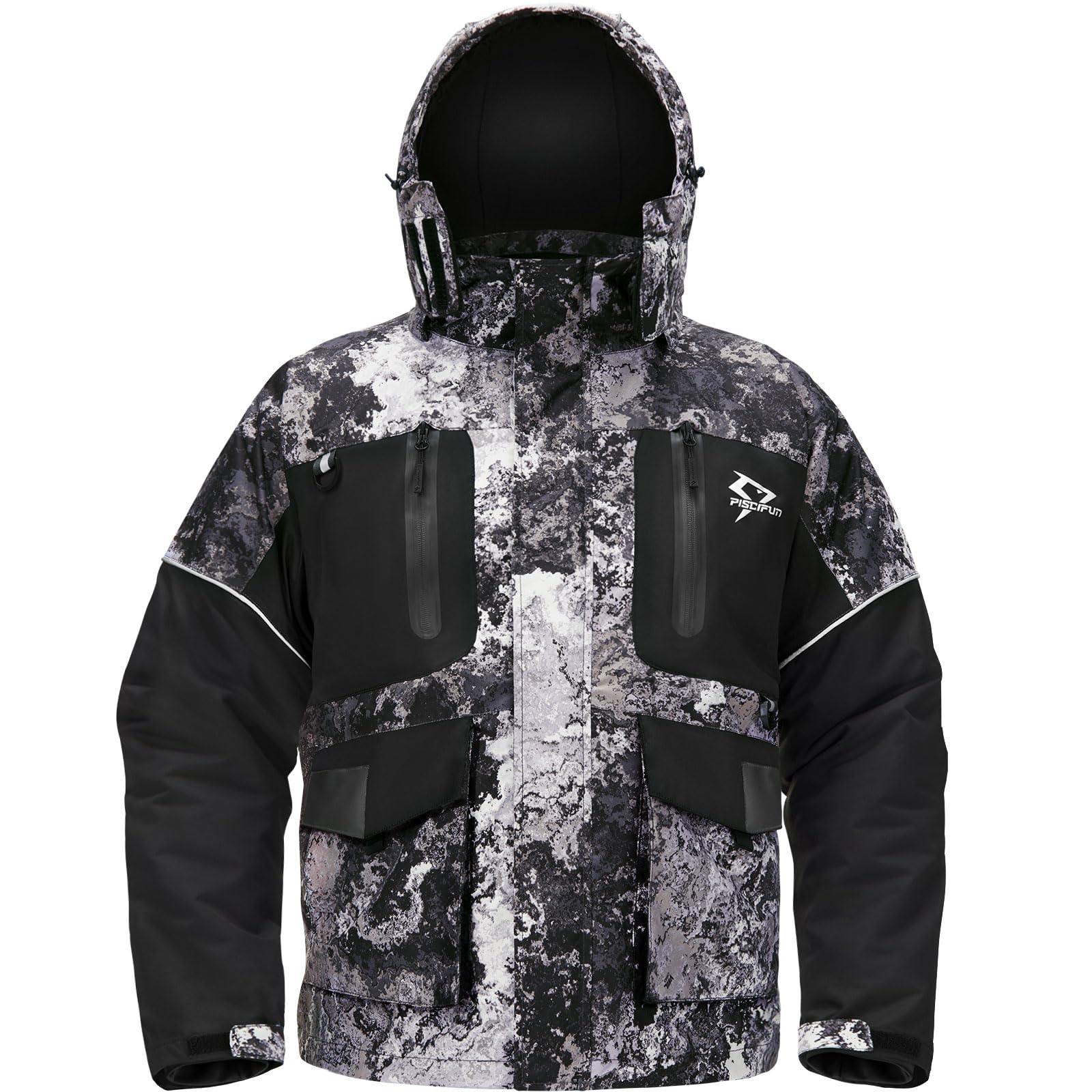 Piscifun Men's Ice Fishing Jacket - Waterproof & Floating Winter Coat with Insulation for Extreme Cold Weather - Ideal for Ice Fishing, Snowmobiling & Winter Outdoor Activities