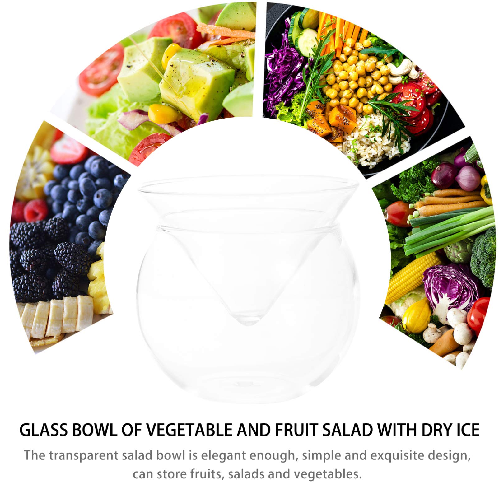 Premium Clear Glass Salad Bowl Set - Hemoton Glass Tableware for Fruit, Salad, Dry Ice & Desserts - Perfect for Entertaining, Parties & Everyday Dining