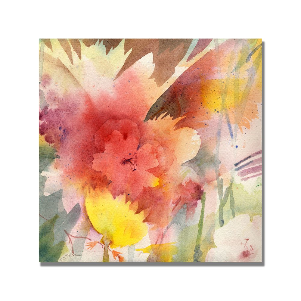 Hibiscus Shadows by Sheila Golden - 18x18 Inches Floral Canvas Wall Art for Living Room, Bedroom & Office Decor
