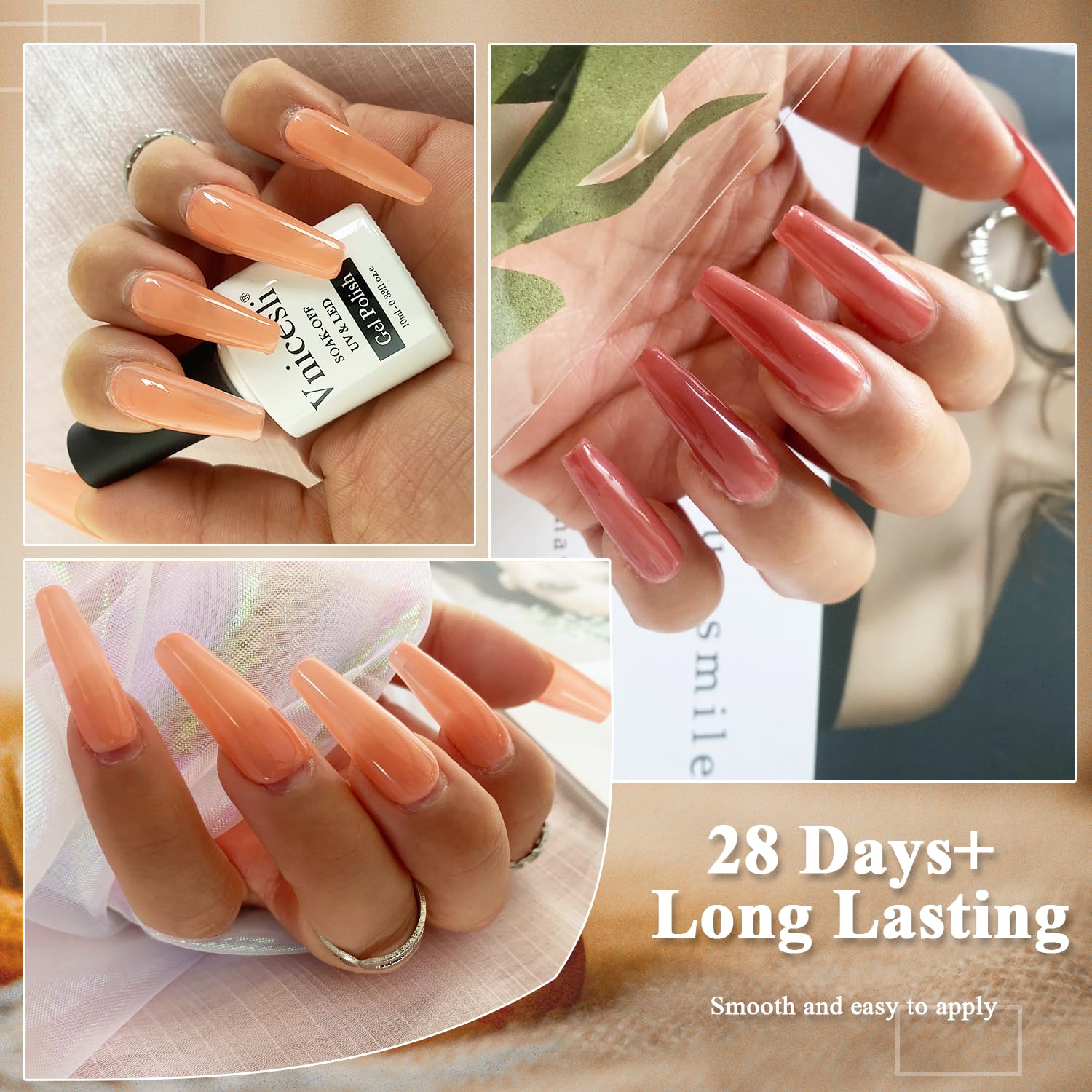 Vnicesli Jelly Nude Gel Polish Kit - 6 Colors Transparent Neutral Nail Polish for UV/LED Light, Soak Off French Manicure Gel - DIY Nail Art at Home & Salon | Perfect for Bridal, Everyday Wear & Special Occasions