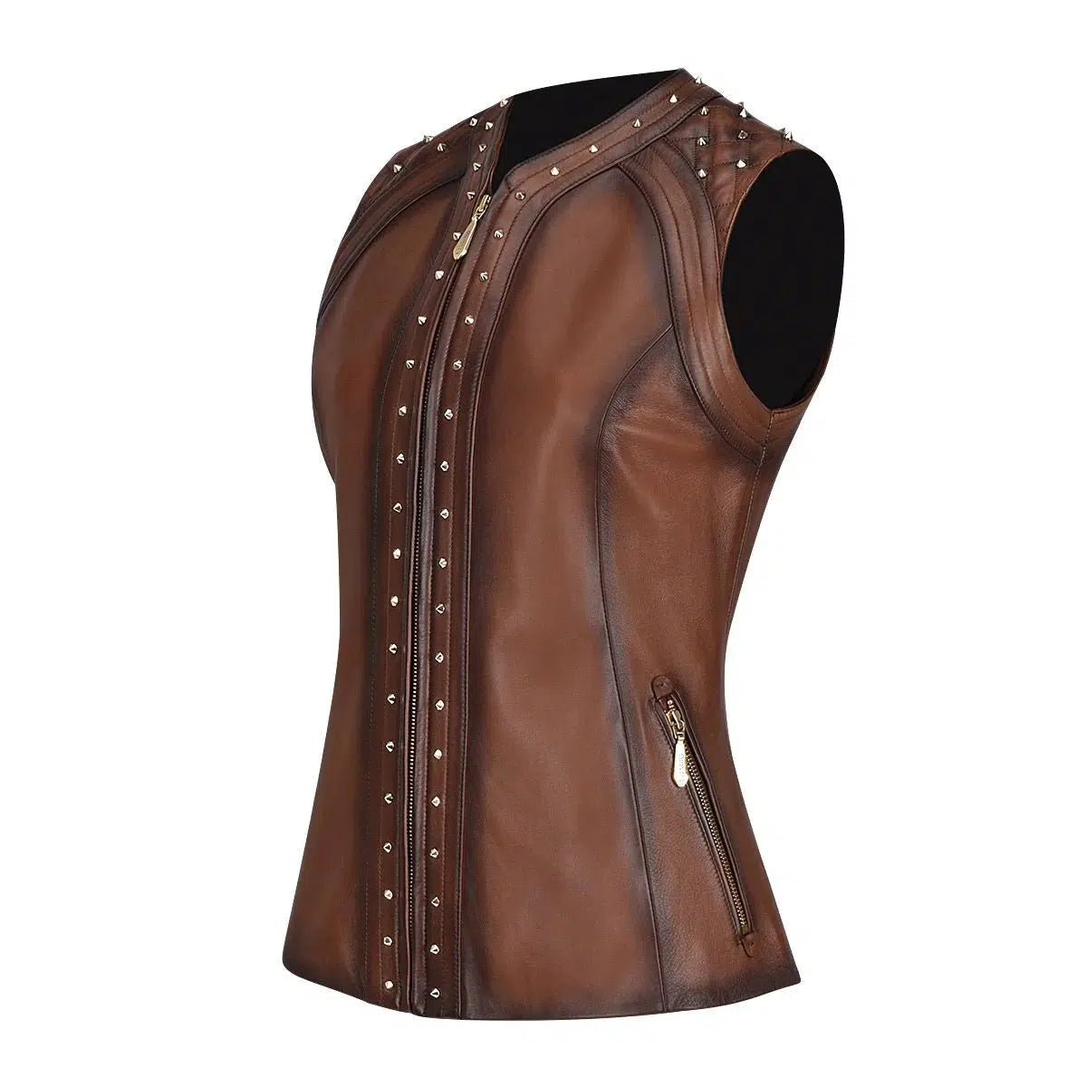 Women's Cuadra Brown Casual Fashion Leather Vest M289COC - Stylish Layering for Fall & Winter Outfits