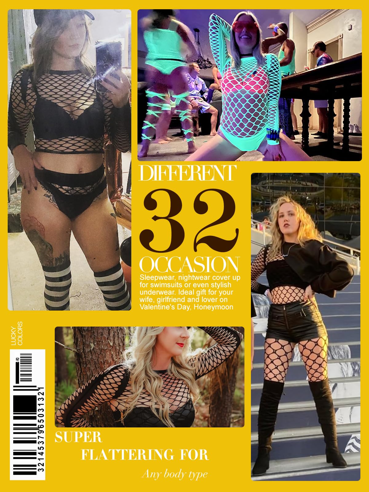 Sexy Women's Mesh Lingerie Fishnet Babydoll Mini Dress Bodysuit - See Through Long Sleeve Lingerie Cover Up for Valentine's Day, Boudoir Photoshoot & Romantic Nights