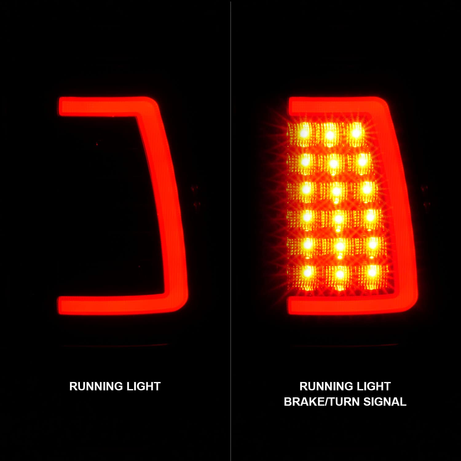 1999-2006 GMC Sierra & 1999-2002 Chevy Silverado LED Tail Lights - Dark Black C-Type Brake Lamp Set (Pair) for Improved Visibility & Style - Perfect for Night Driving & Custom Truck Upgrades