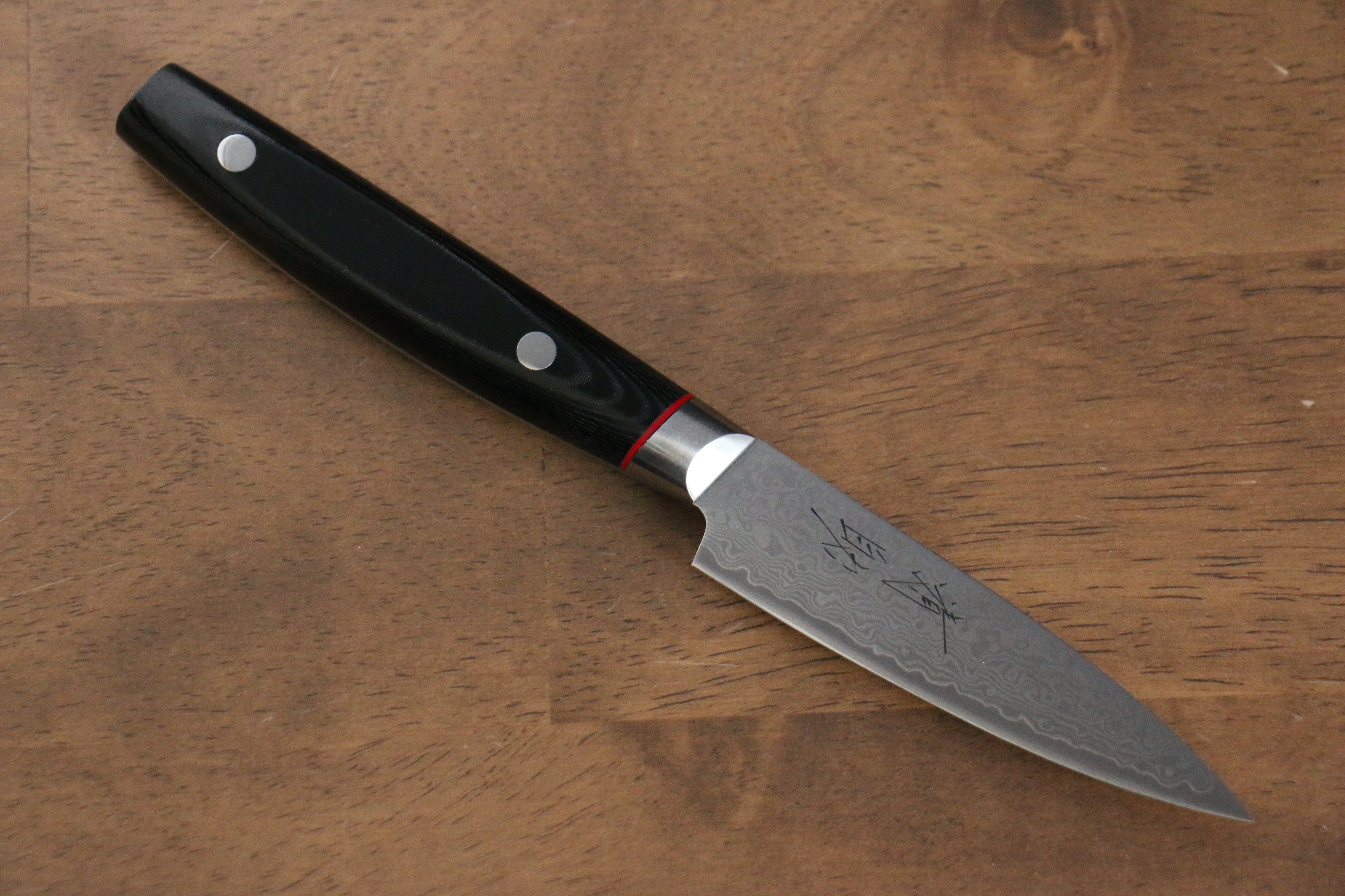 Premium Seisuke Saiun VG10 Damascus Paring Knife 90mm - Black Micarta Handle - Sharp Kitchen Knife for Peeling, Slicing & Precision Cutting Fruits & Vegetables
