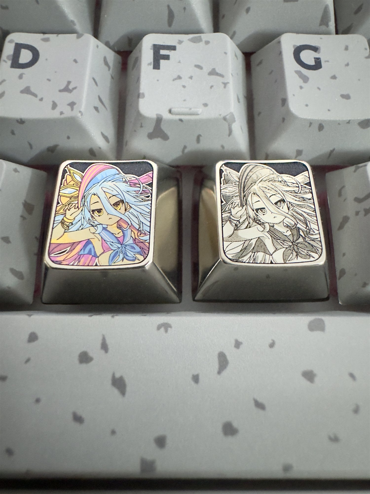 NO GAME NO LIFE Titanium Alloy Custom Engraved Keycaps for Mechanical Keyboards - Premium Metal Keycaps for Gaming, Typing & Keyboard Customization (Perfect for Gamers, Programmers & Mechanical Keyboard Enthusiasts)