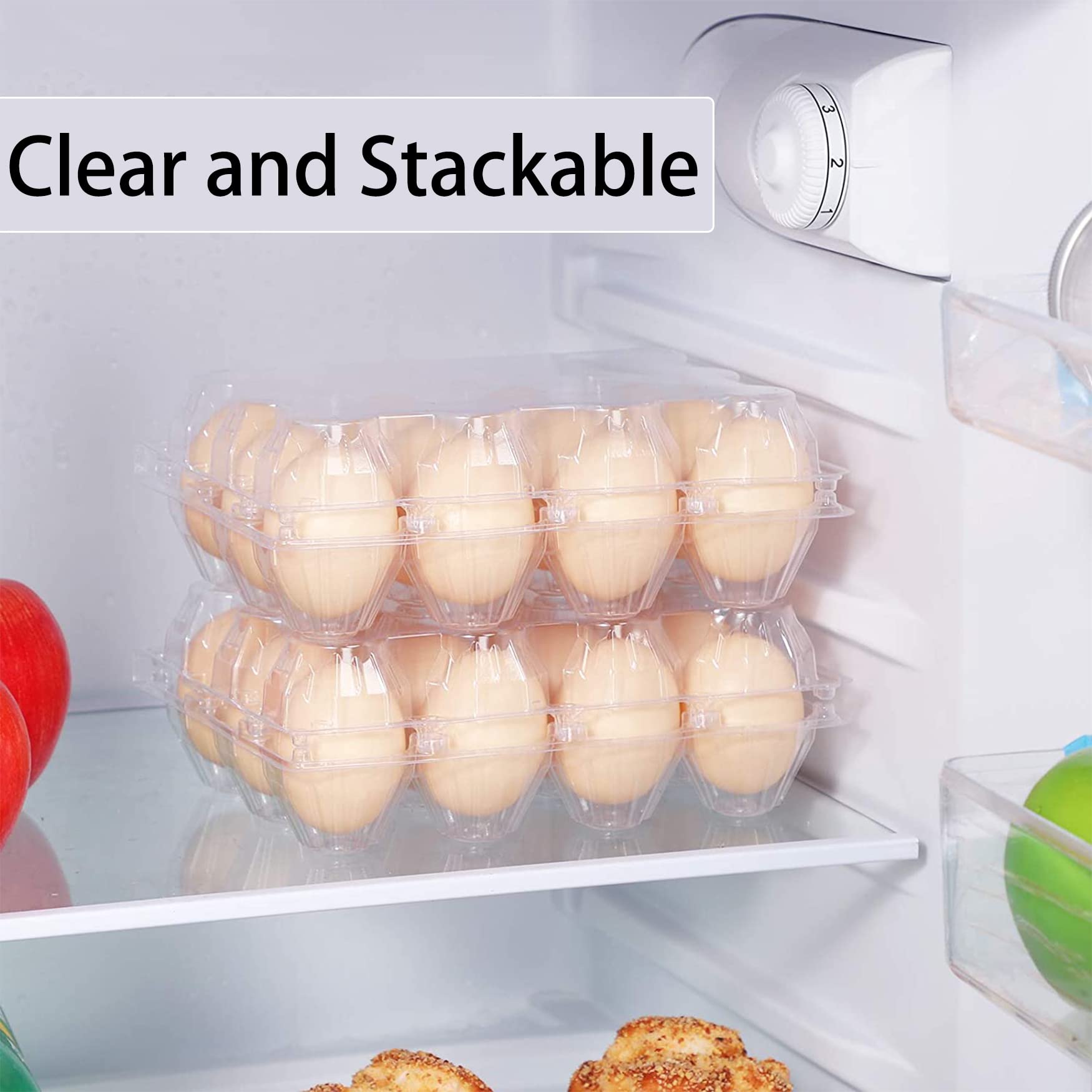 60 Pack Clear Plastic Egg Cartons - 1 Dozen Reusable Empty Egg Containers for Chicken Eggs | Bulk Farm & Commercial Use | 3x4 Grid Design | Ideal for Home Ranches, Farmers Markets & Grocery Displays