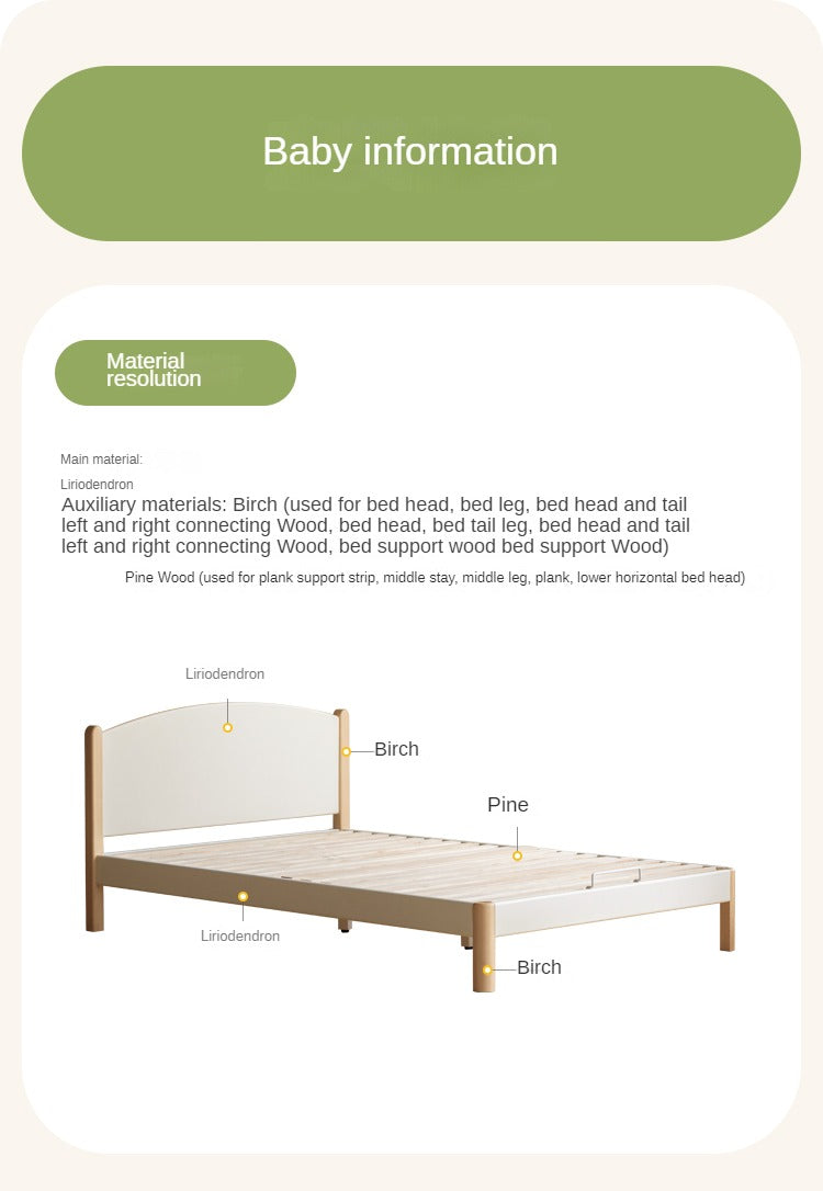 Solid Poplar Wood Kids Bed Frame - White - Durable & Safe for Toddler & Children's Bedroom, Nursery, or Guest Room