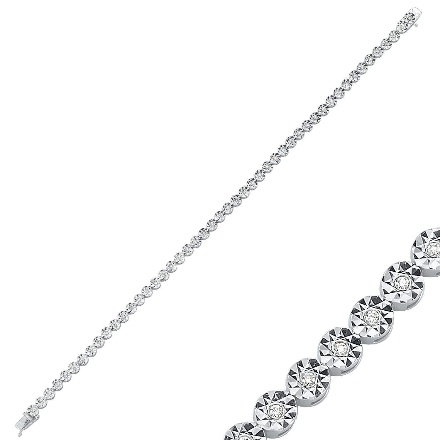 0.41 Carat Diamond Bracelet - 14K White Gold, F SI Clarity, 8.35g - Elegant & Stylish Jewelry for Women by Aurora Diamond - Perfect for Weddings, Anniversaries & Special Occasions