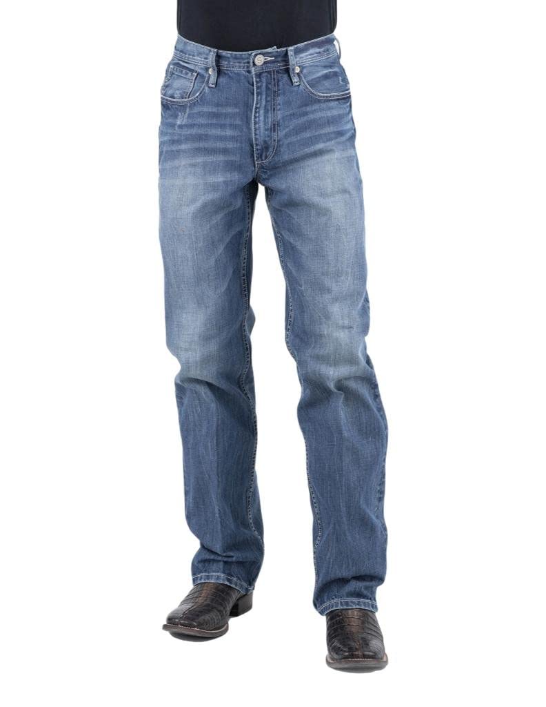 Stetson Western Jean for Men - Relaxed Fit 42x32 Medium Wash Denim Pants - Comfortable Cowboy Jeans for Casual Wear & Outdoor Activities