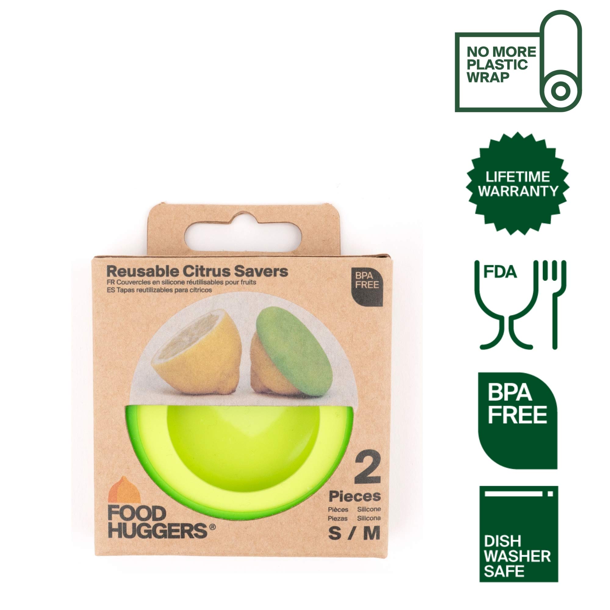 Reusable Silicone Food Huggers Set of 2 - Small Size Eco-Friendly Food Savers for Fruits & Vegetables - Green & Yellow - Perfect for Meal Prep & Leftover Storage