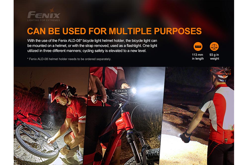 Fenix BC26R 1600 Lumen Rechargeable LED Bike Light with BC05R V2 Tail Light Bundle - High Visibility Cycling Safety for Night Riding & Commuting
