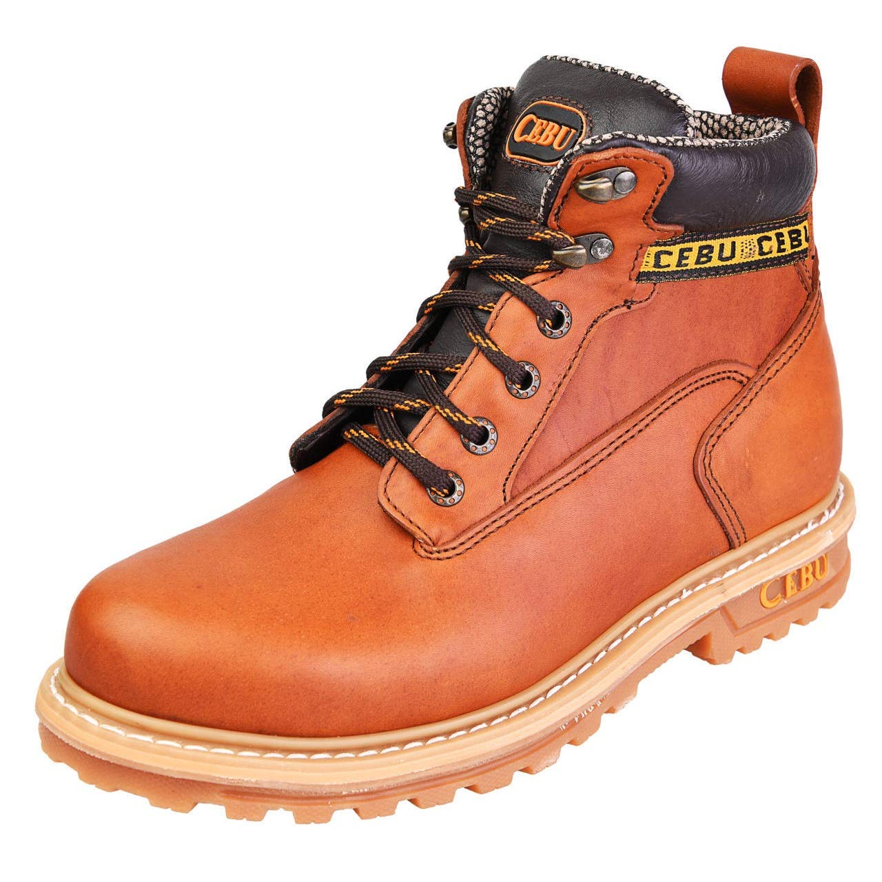 CEBU Men's Soft Toe Work Boots - Heavy Duty Oil & Acid Resistant Leather 6