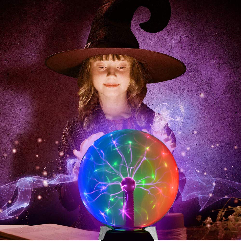 8 Inch Magic Plasma Disco Ball Lamp - Touch & Sound Sensitive LED Nebula Sphere Lightning Globe, Electrostatic Flashing Night Light for Bedroom, Party, Home Decor (Perfect for Teen Rooms, Dorm Lighting & Rave Parties)
