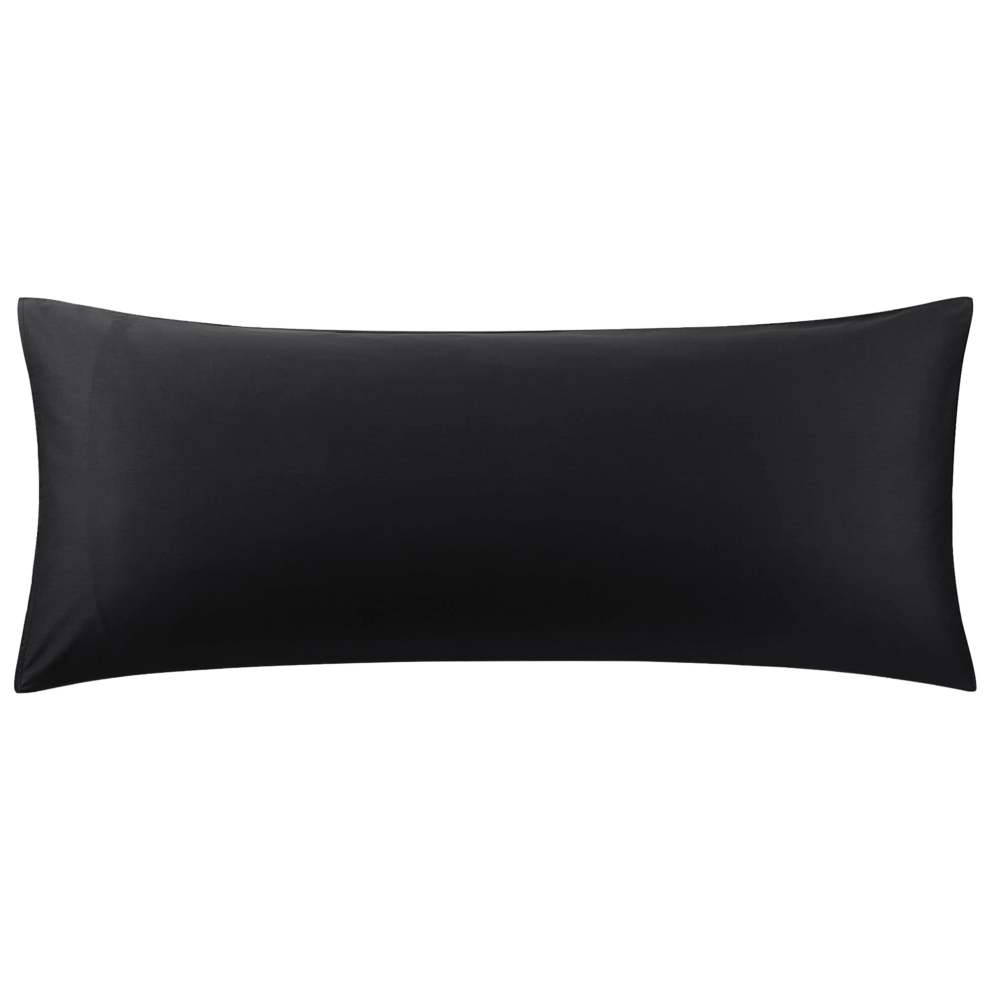 PiccoCasa 20x48 Inch Cotton Body Pillow Cover - Ultra Soft Black Pillowcase for Full Body Pillows with Envelope Closure (1 Piece) - Perfect for Home, Bedroom, Office & Travel Use