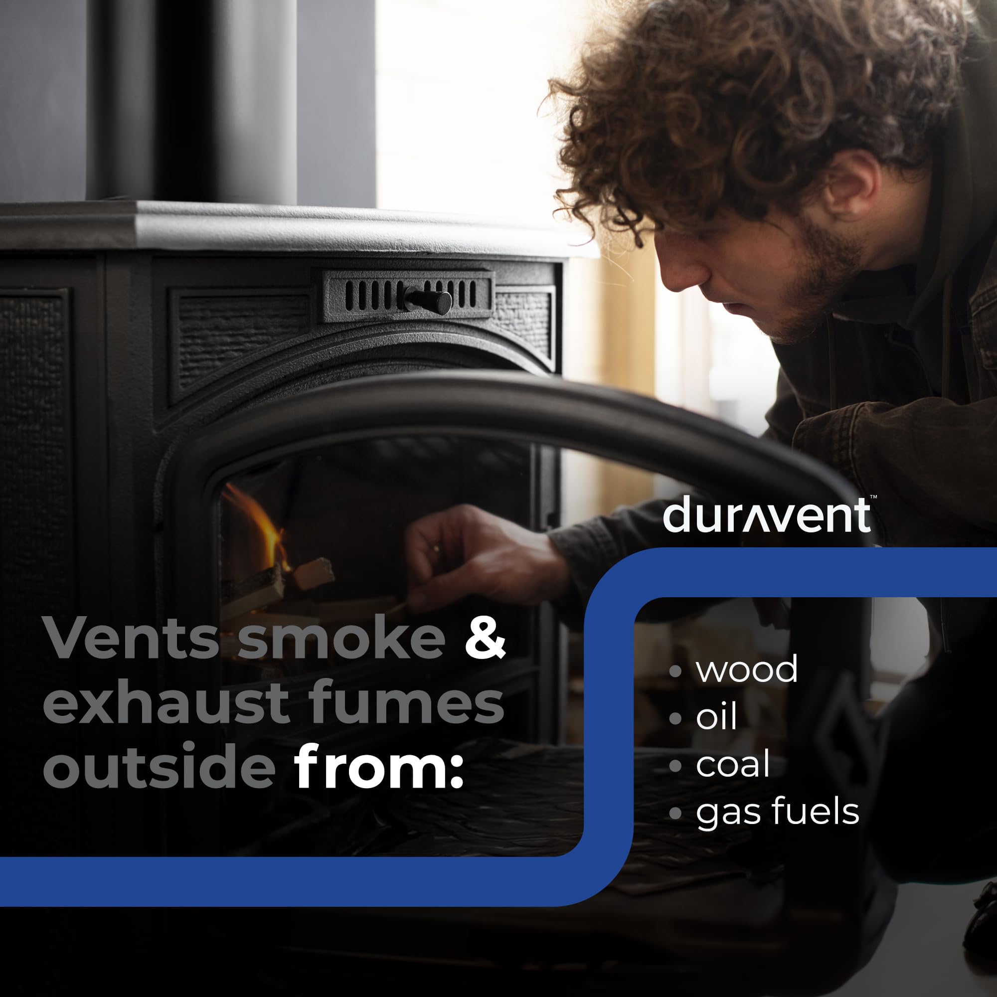 DuraVent Simpson Telescoping Double Wall Stove Pipe Connector - Black Close Clearance Vent for Wood Stove, Fireplace & Heating Systems | Home Improvement & Commercial/Residential Use