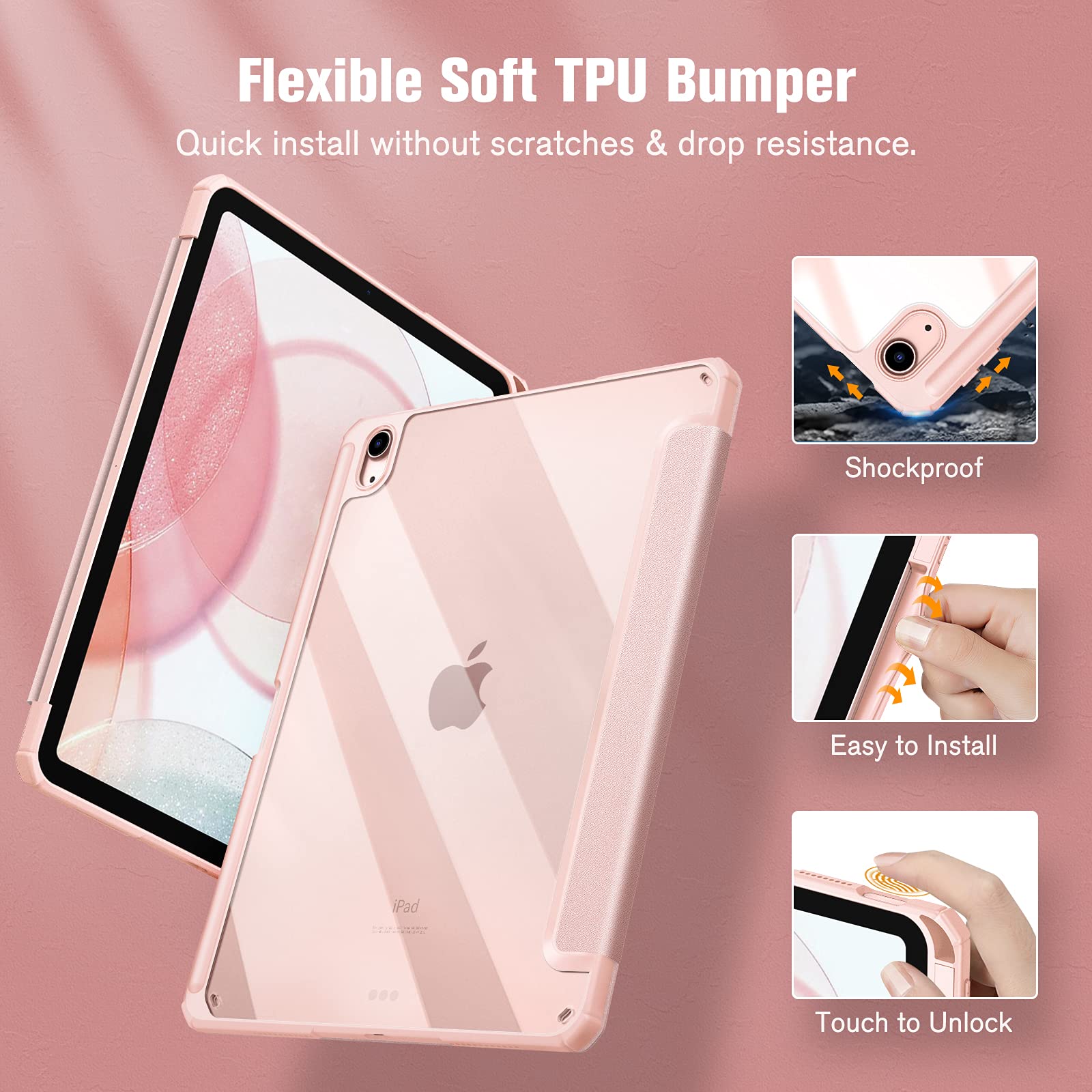 Fintie Hybrid Slim Transparent Case for iPad Air 11-inch (5th/4th Gen 10.9