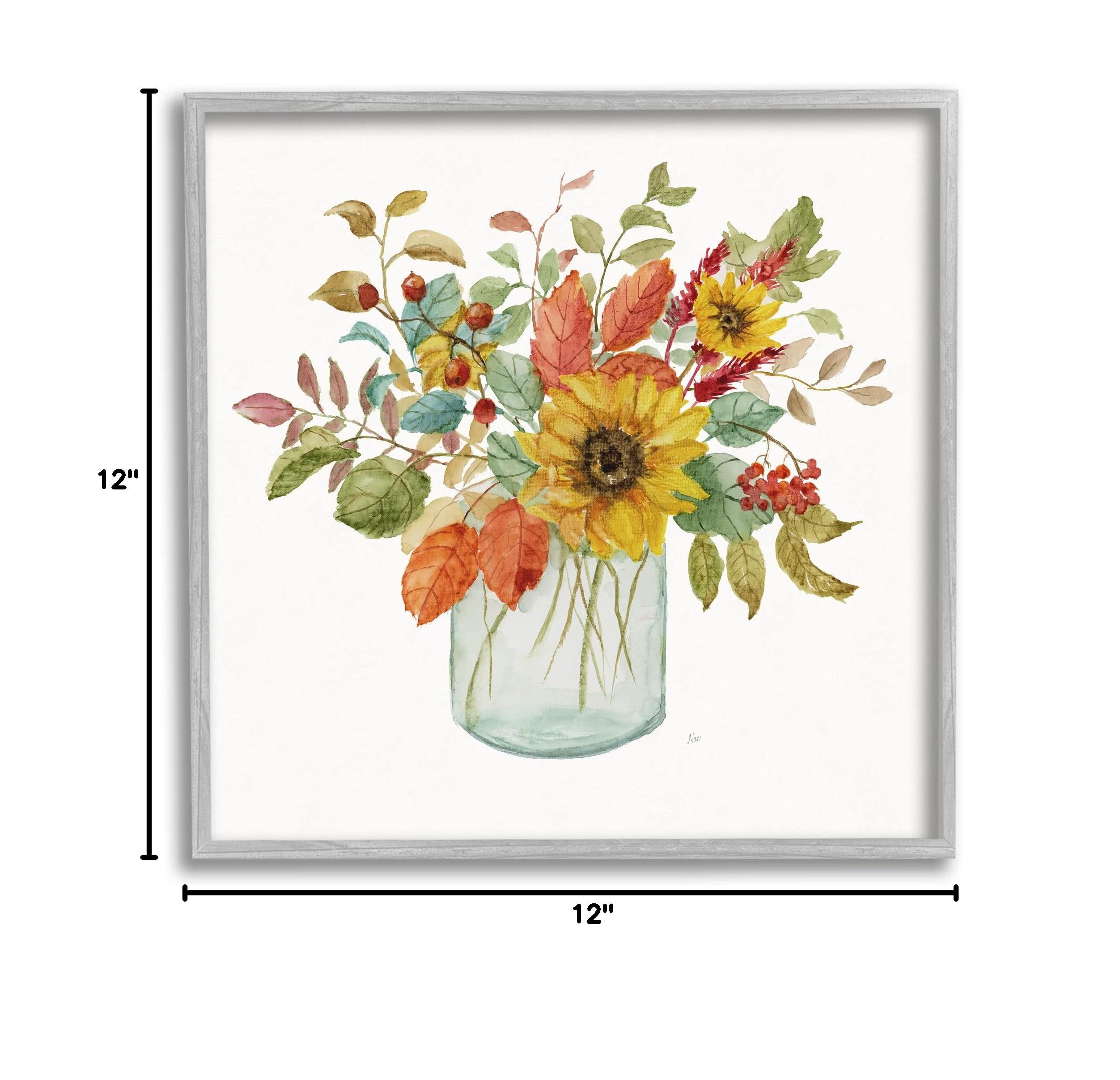 Stupell Industries Simple Country Botanicals Sunflower Vase - Handmade Floral Decor by Nan | Perfect for Farmhouse, Rustic & Boho Home Decor, Kitchen, Dining Room & Wedding Centerpieces