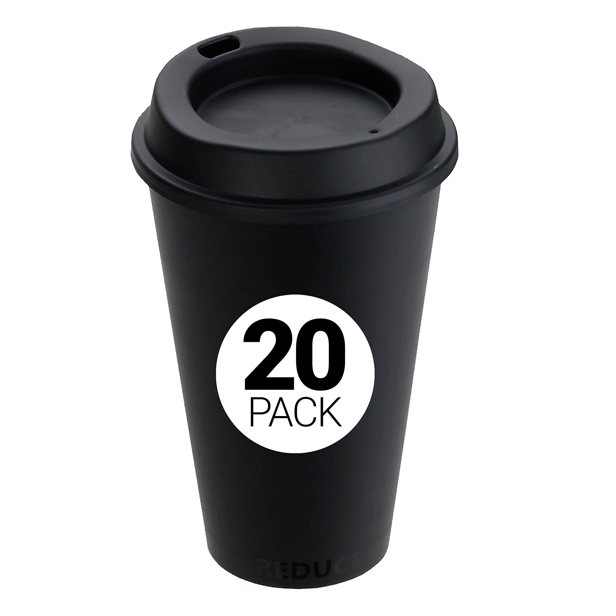 Reusable Coffee Cups with Lids - Insulated Travel Mug for Hot & Cold Drinks - BPA-Free Plastic Tumbler - Perfect for Office, Commute, Camping & Outdoor Activities - Made in USA (20 Pack)