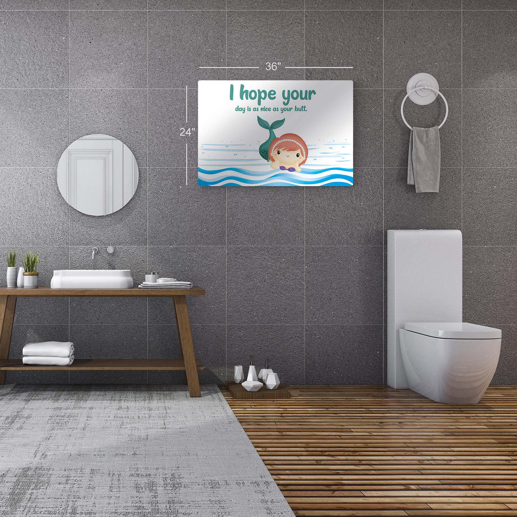 Funny Bathroom Wall Art - 'I Hope Your Day is as Nice as Your Butt' Metal Print Sign | 16x24 Inch Ready-to-Hang Bathroom Decor | Humorous Quote for Home, Kids Room & Office | Made in USA