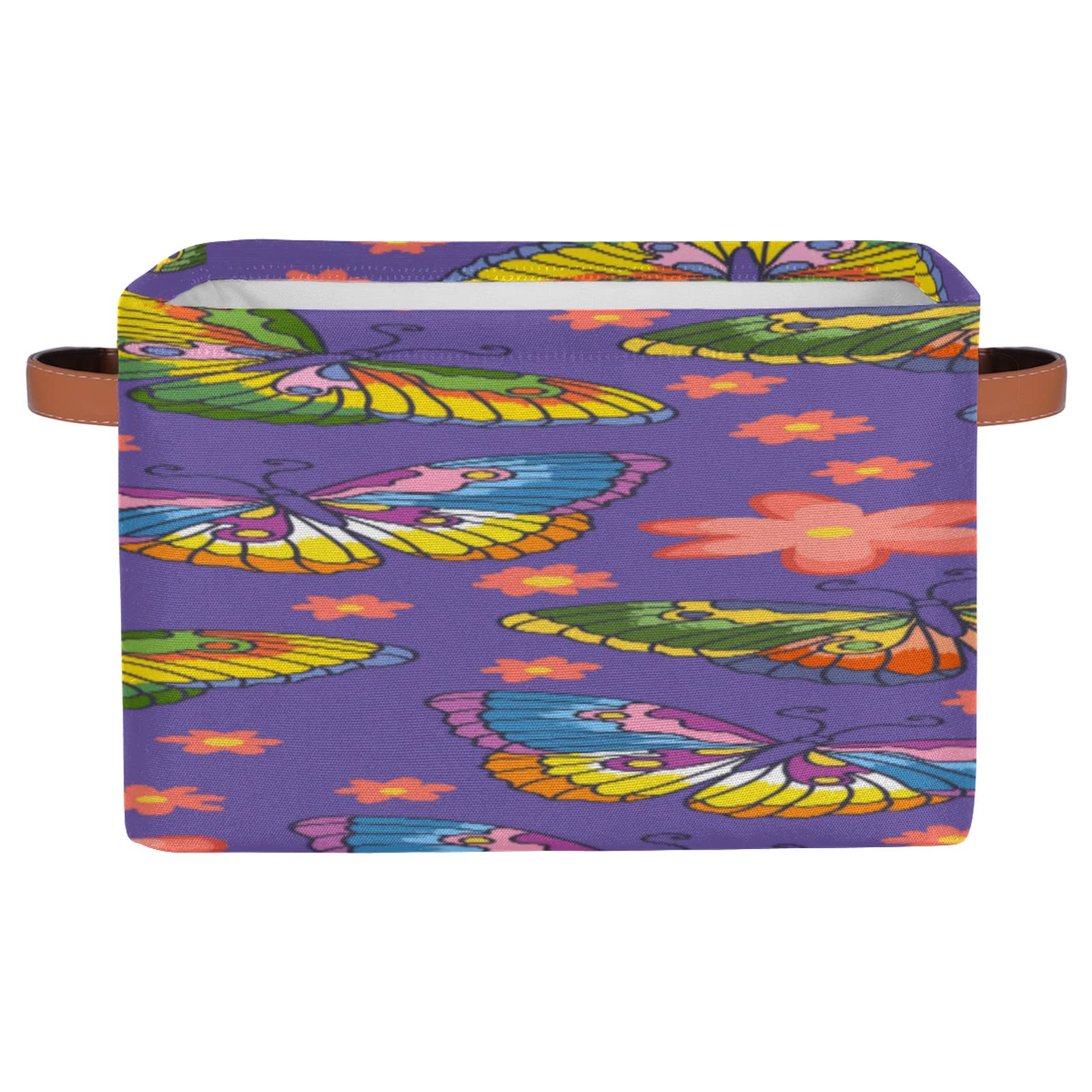 Stylish Butterfly Floral Rectangular Storage Basket - Perfect for Car Shelves, Bedroom, Laundry Room & Living Room Organization | Home Decor & Storage Solution