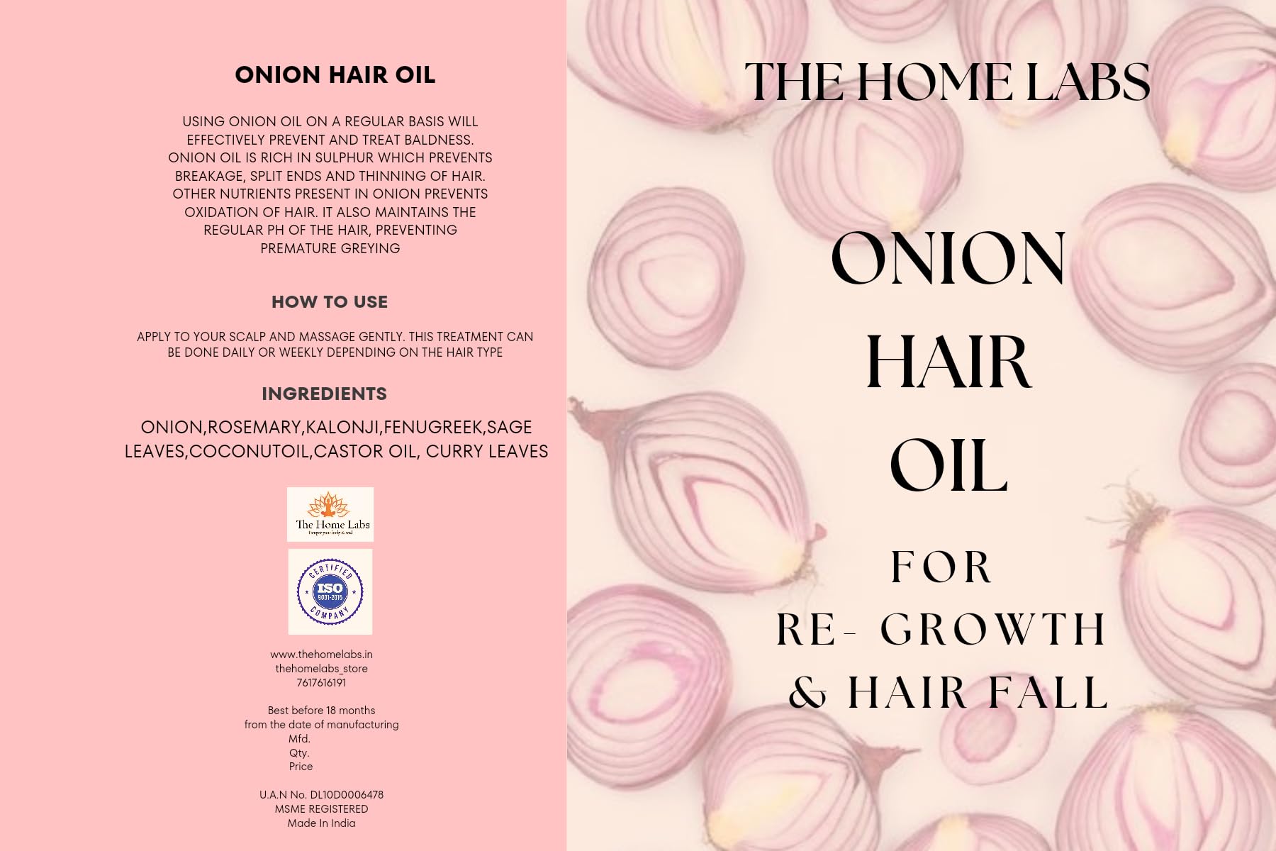 Organic Onion Hair Oil for Hair Growth & Thickness - Natural Treatment for Dry, Damaged Hair - Use for Scalp Massage, Frizz Control & Healthy Shine