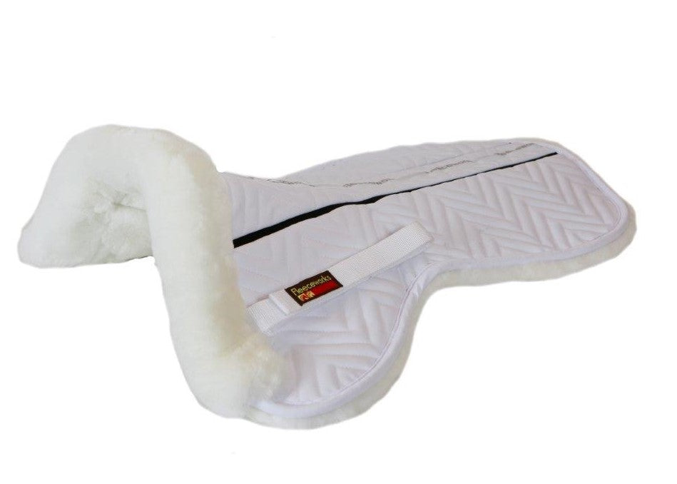 FXK Technology Sheepskin Half Pad with Plain Edge for Dressage - Comfortable & Breathable Horse Riding Saddle Pad for Training & Competition