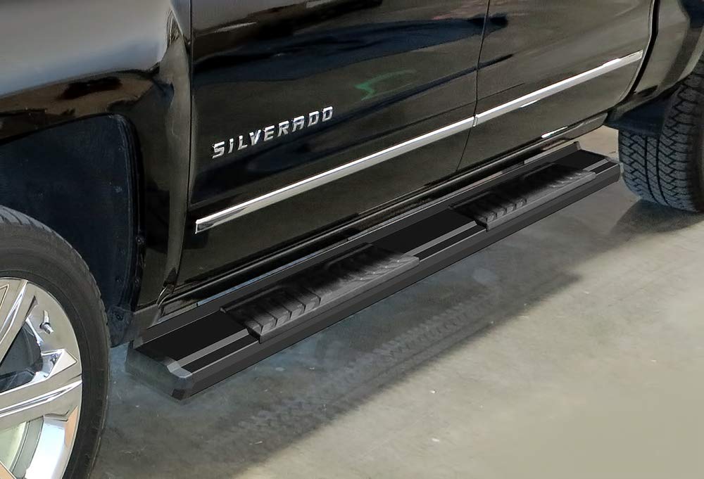 Premium Matte Black Nerf Bars Running Boards for Chevy Silverado & GMC Sierra 1500 2007-2018 | 2500/3500 HD 2019 Crew Cab (Excludes 07 Classic) - Heavy Duty OE Style Side Steps - Perfect for Off-Roading, Truck Accessories & Enhanced Vehicle Style