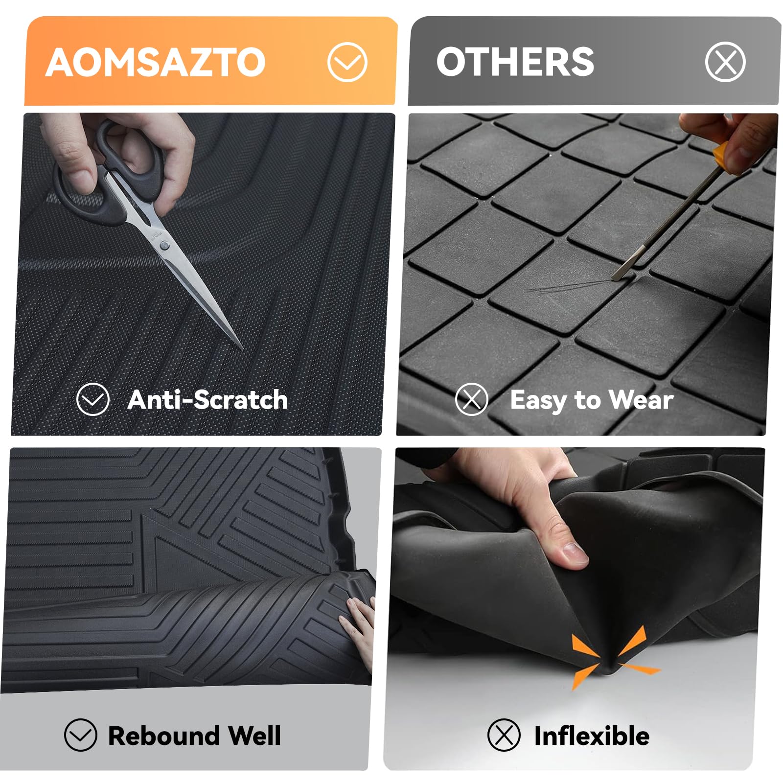 AOMSAZTO All-Weather TPE Rubber Floor Mats for 2023-2025 Honda Accord & Hybrid - Non-Slip, Odorless Car Floor Liners (1st & 2nd Row, Black) - Perfect for Daily Commute, Road Trips & Winter Protection