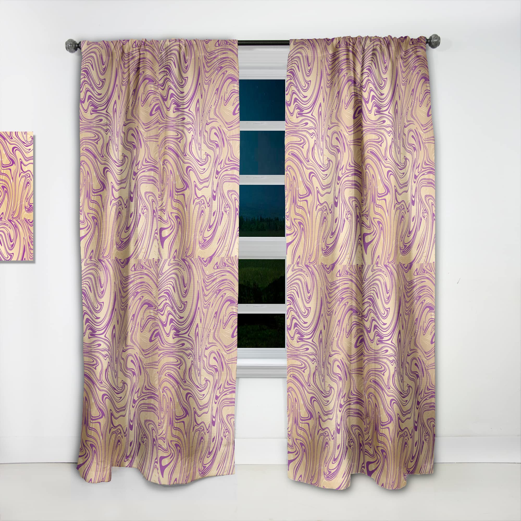 DesignQ Golden Marble Thermal Insulated Curtains - Single Panel 52x120 Inches - Elegant Window Treatments for Bedroom & Living Room | Perfect for Blackout, Energy Saving & Home Decor