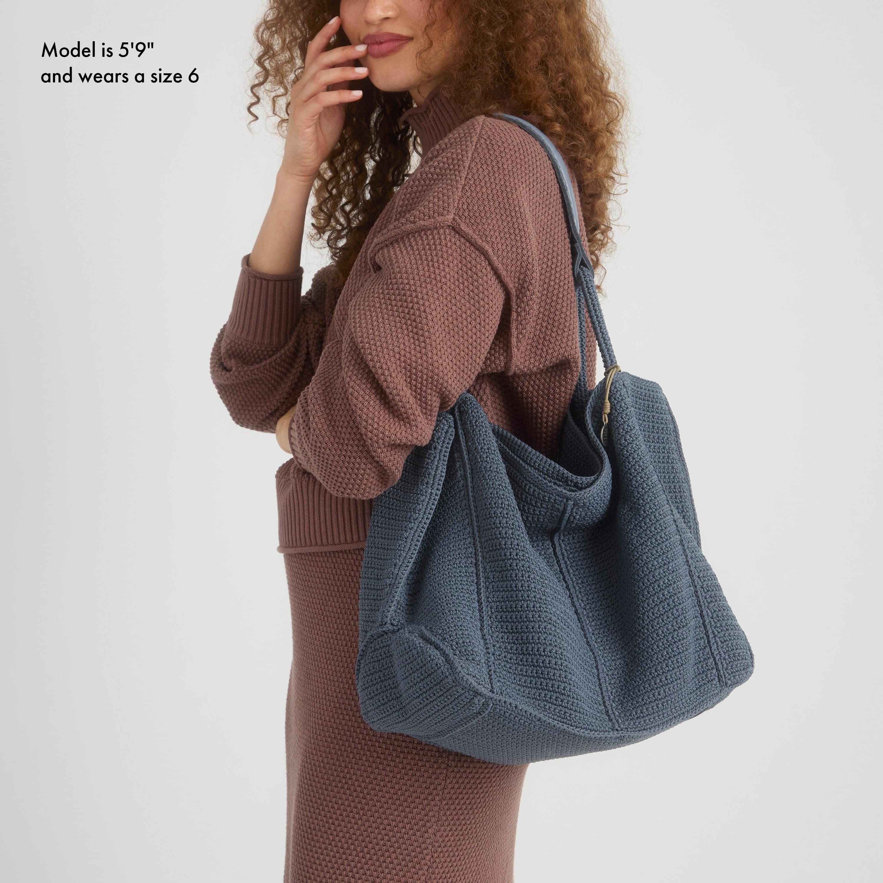 Los Feliz Large Hand Crochet Tote Bag - Stylish Maritime Design Beach Tote for Women, Perfect for Summer Travel, Shopping & Beach Day Essentials