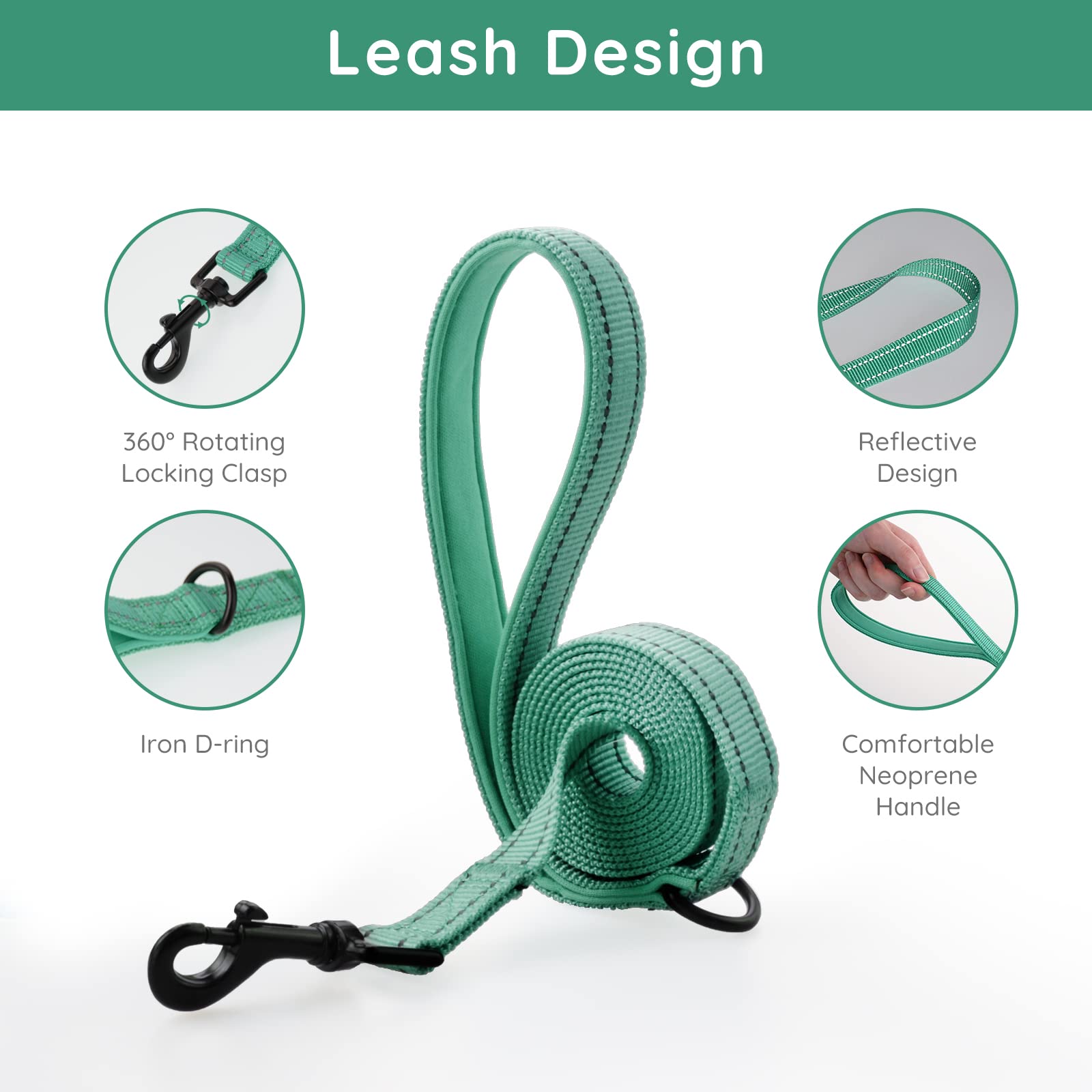 BELLA & PAL No-Pull Step-in Dog Harness with Leash Set for Small & Extra Small Puppies - Comfortable & Adjustable Green Pet Harness for Walking, Training & Outdoor Adventures (XS Size)
