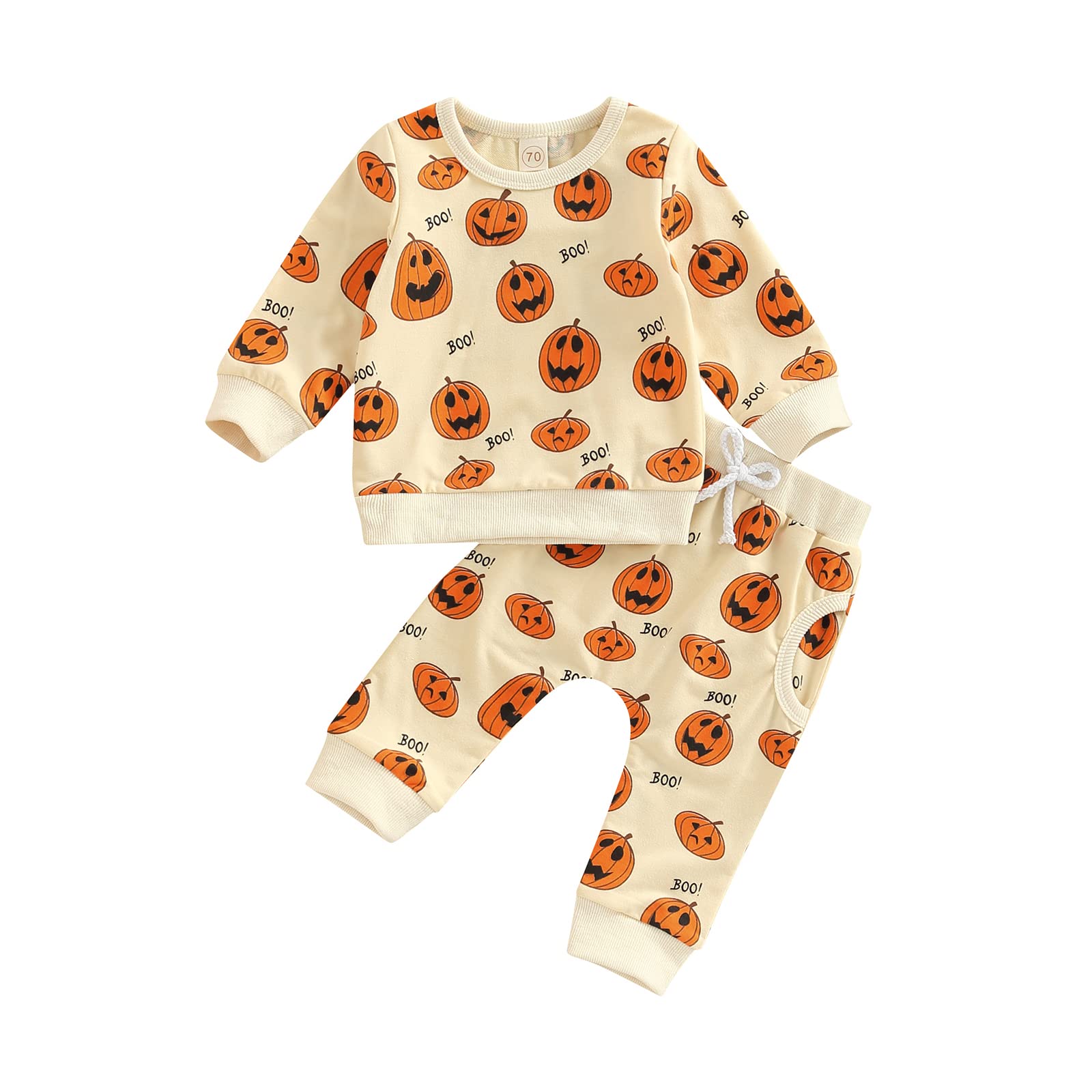 Adorable Pumpkin Halloween Outfits for Baby Boys - Cozy Sweatshirt & Pants Set | Infant Toddler Fall Costume | Perfect for Halloween Parties & Autumn Photoshoots