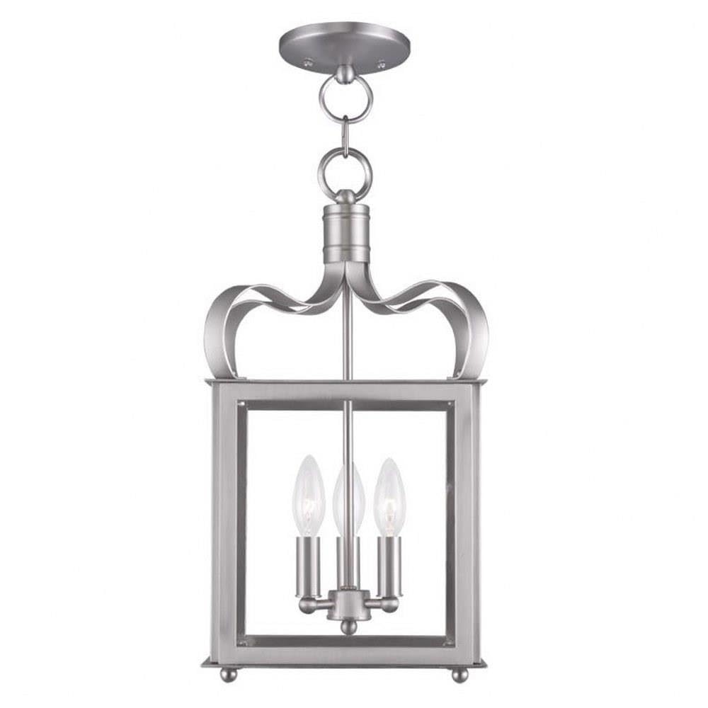 Livex Lighting 4313-91 Garfield 3-Light Convertible Hanging Lantern/Ceiling Fixture, Brushed Nickel 10