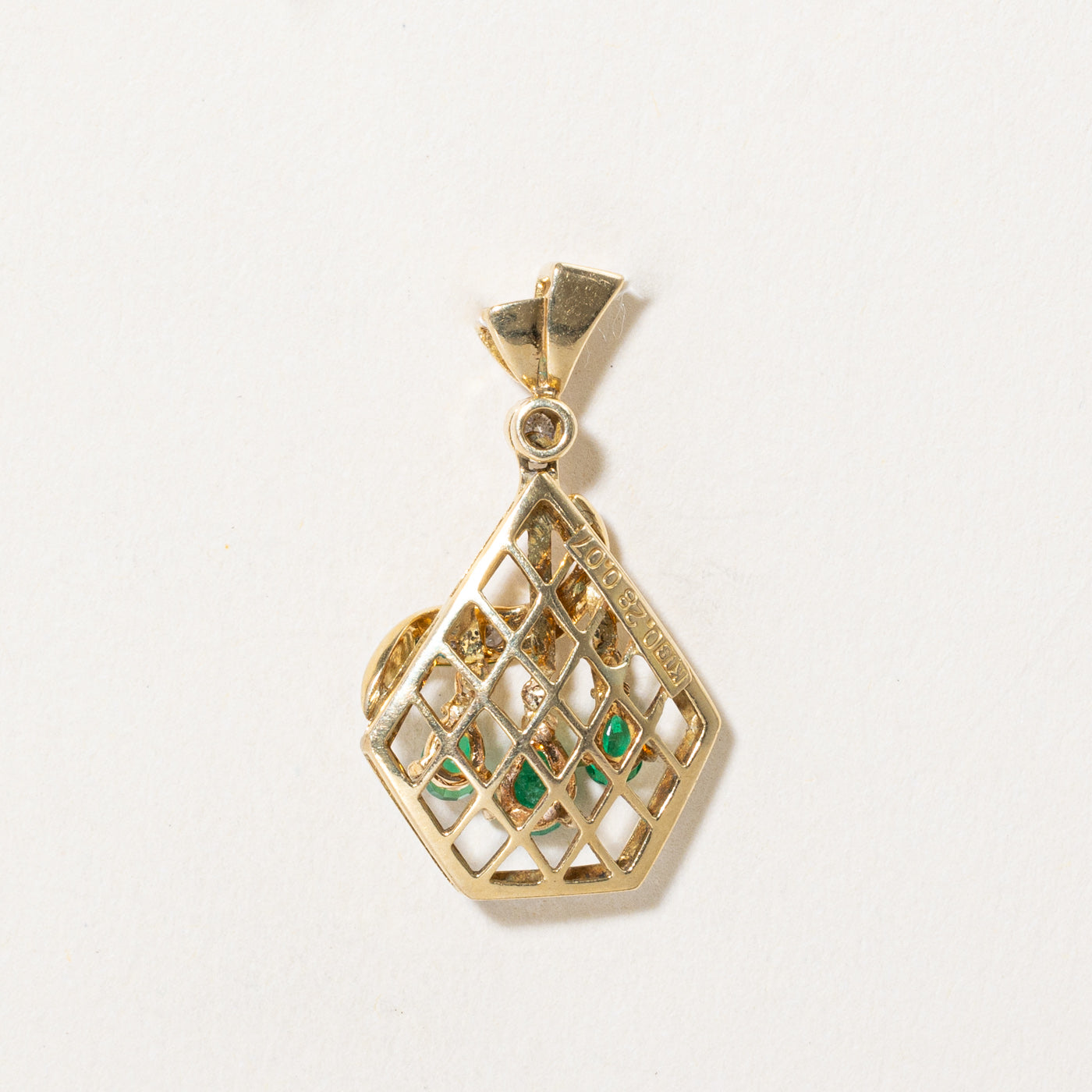 Emerald & Diamond Basket Pendant Necklace - 0.28ctw Gemstone Jewelry with 0.07ctw Diamonds | Elegant Gift for Women, Perfect for Weddings, Anniversaries & Special Occasions