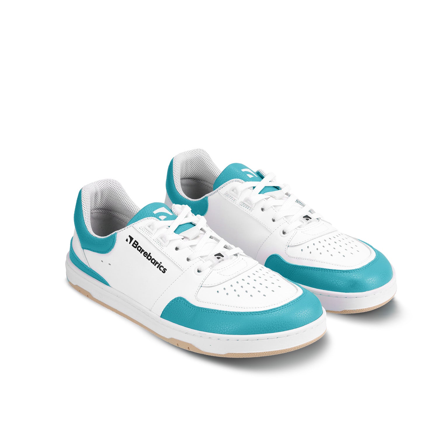 Barefoot Sneakers for Women & Men - Barebarics Wave in White & Dark Turquoise | Minimalist Running Shoes for Natural Movement & Gym Workouts
