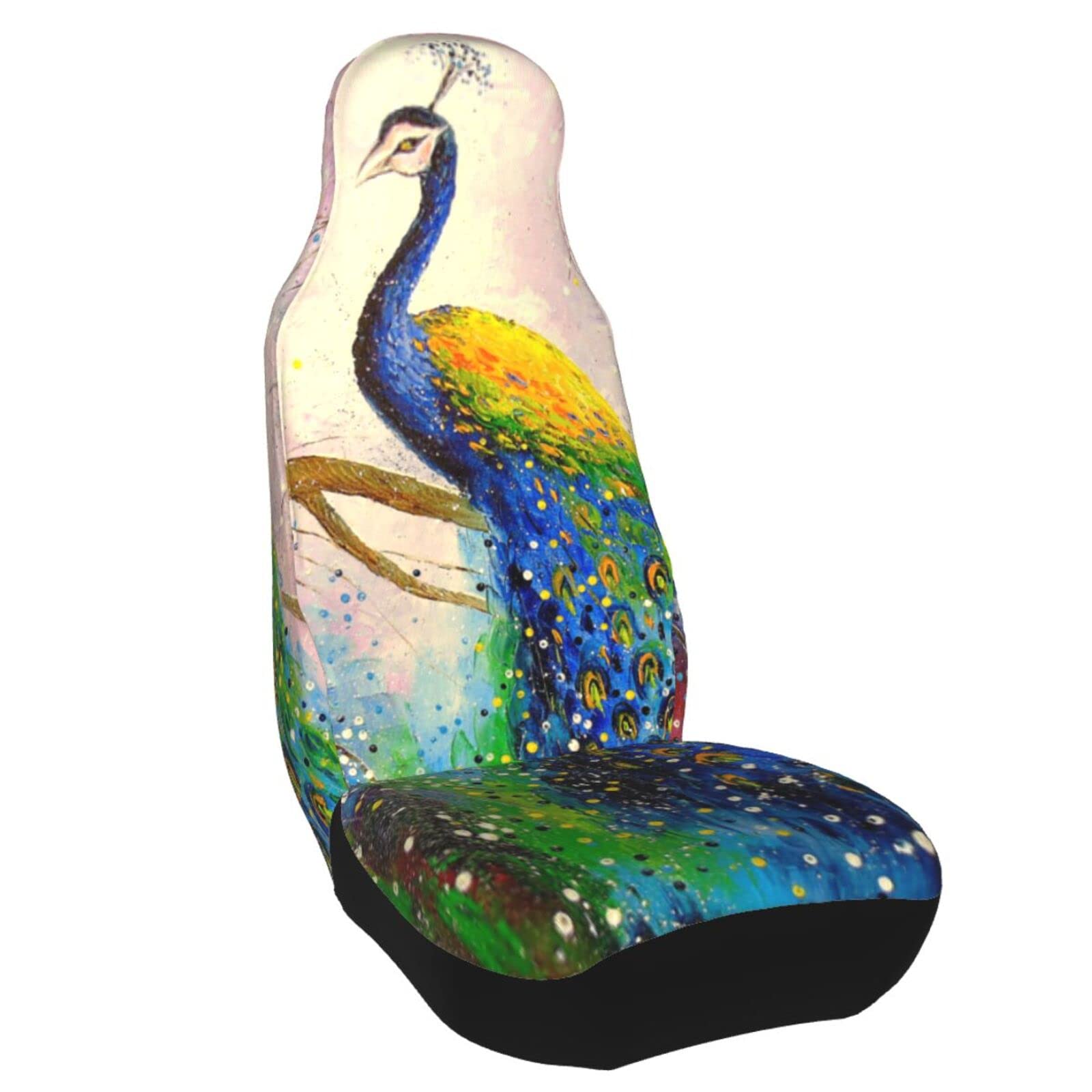 Premium Peacock Print Car Seat Covers - Soft Fabric Durable Protectors for Women & Men - Universal Fit for Auto, SUV, Truck - 1PC Car Accessories & Seat Organizer - Perfect for Commuting, Road Trips & Daily Driving