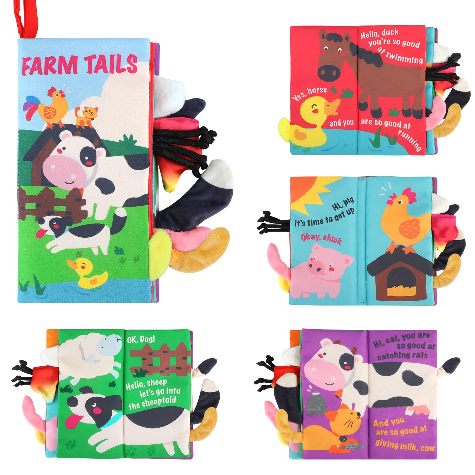 **Beiens Baby Cloth Books - Touch & Feel Crinkle Sensory Toys for Infants & Toddlers | Early Learning Interactive Books for Boys & Girls | Farm Tails Animal Theme | Perfect for Stroller, Car & Playtime**