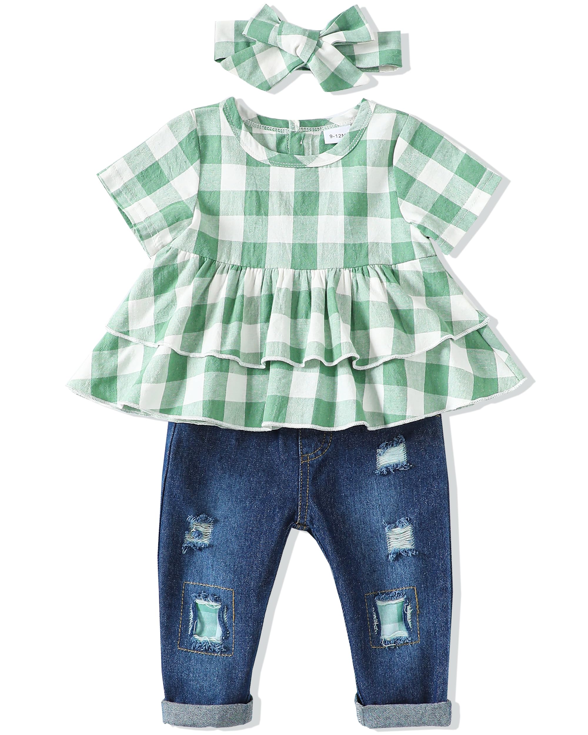Adorable Baby Girl Clothes Set - Soft Cotton Toddler & Infant Outfits with Denim Pants | Cute Playwear for Daily Wear, Birthday Parties & Photo Shoots | Perfect for Playdates, Daycare, Family Gatherings & Special Occasions | Ideal for Spring Outings, Park Visits & Holiday Celebrations