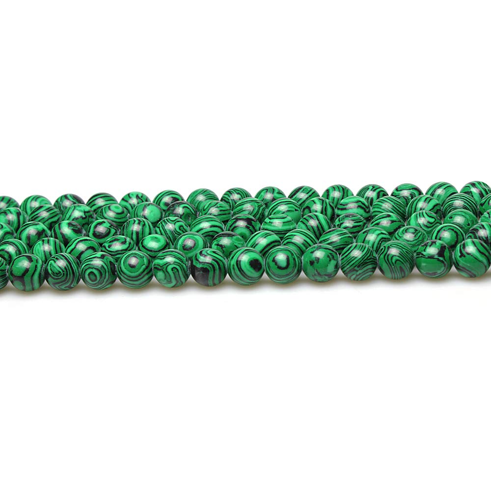 Natural Green Malachite Round Beads 8mm - DIY Jewelry Making Supplies for Necklaces, Bracelets & Earrings - 15