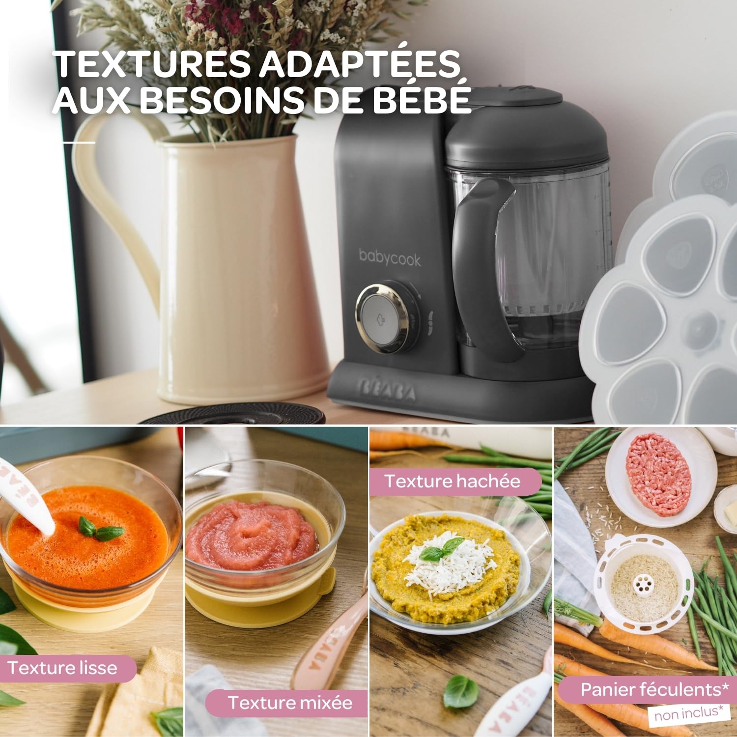 BEABA Babycook Solo 4-in-1 Baby Food Maker & Steamer | Homemade Baby Food Puree Blender | Healthy Infant Meal Prep | Perfect for Baby-Led Weaning & First Foods | Dark Grey | Ideal for Busy Parents & Healthy Baby Nutrition