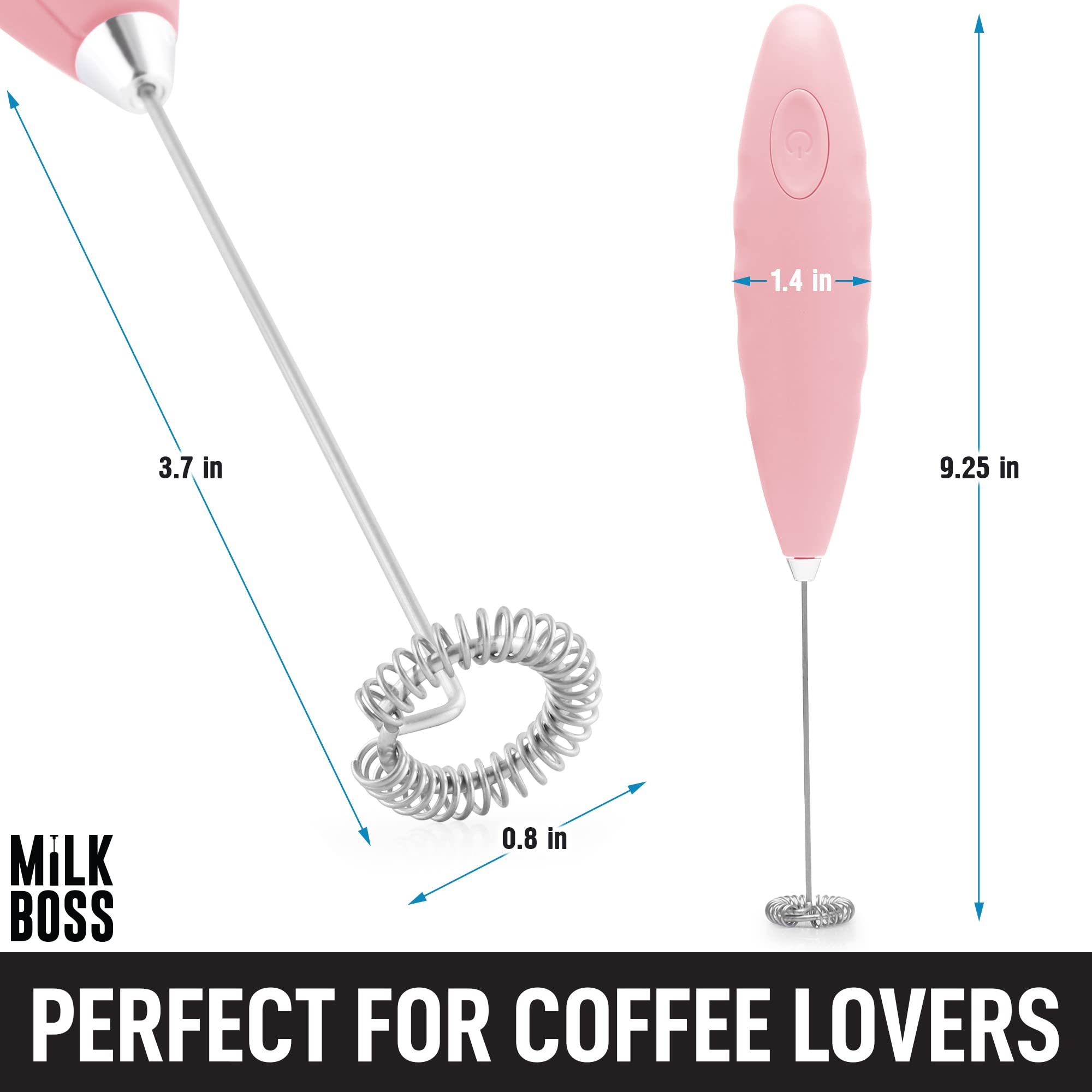 Premium Electric Milk Frother & Matcha Whisk - Handheld Battery-Powered Drink Mixer for Coffee, Latte & Matcha Tea - Includes Batteries (Cotton Candy) - Perfect for Home, Office & Cafe Use