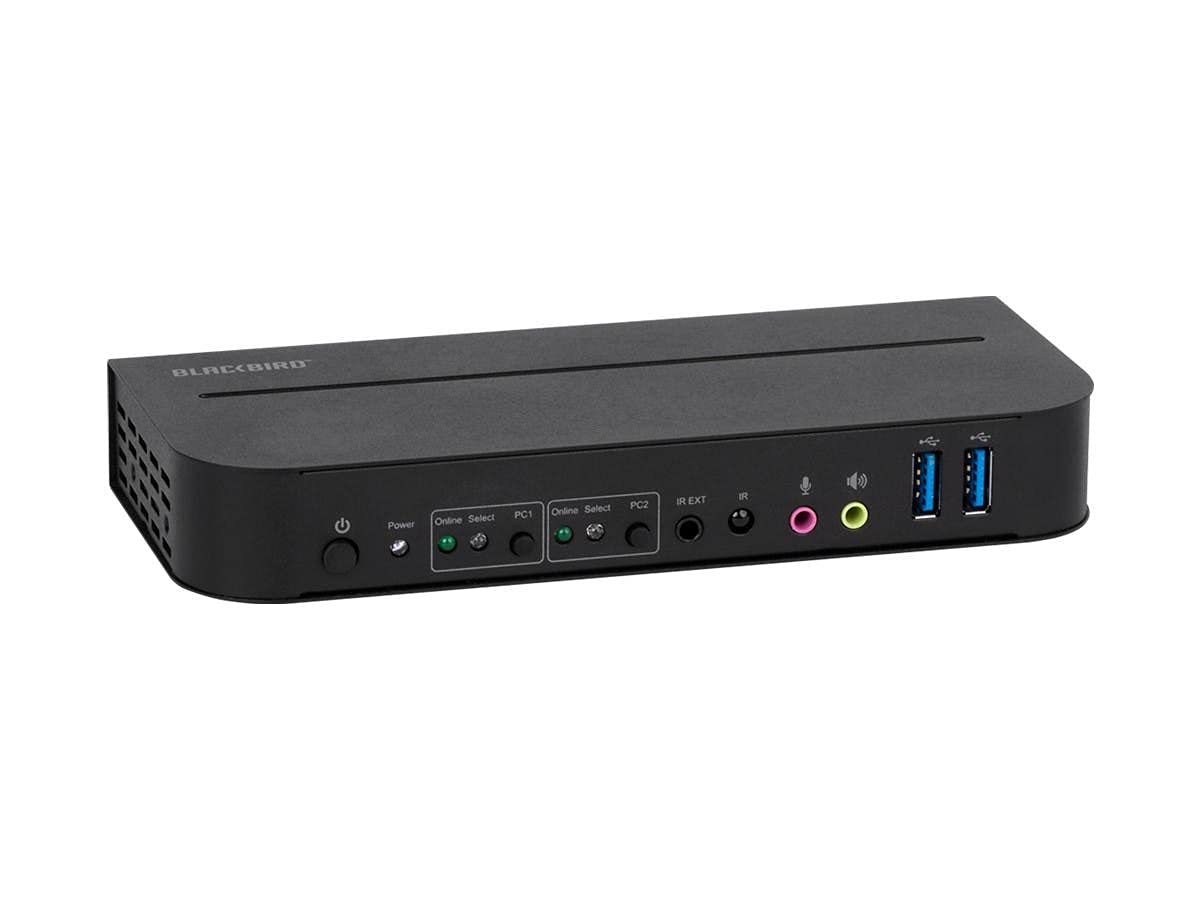 Monoprice Blackbird 4K 2x1 KVM Switch - DisplayPort 1.4 & USB 3.0 - 4K@60Hz HDR, YCbCr 4:4:4, HDCP 2.2 - Share Keyboard, Mouse, Monitor & Printer Between 2 Computers - Perfect for Home Office & Gaming Setup