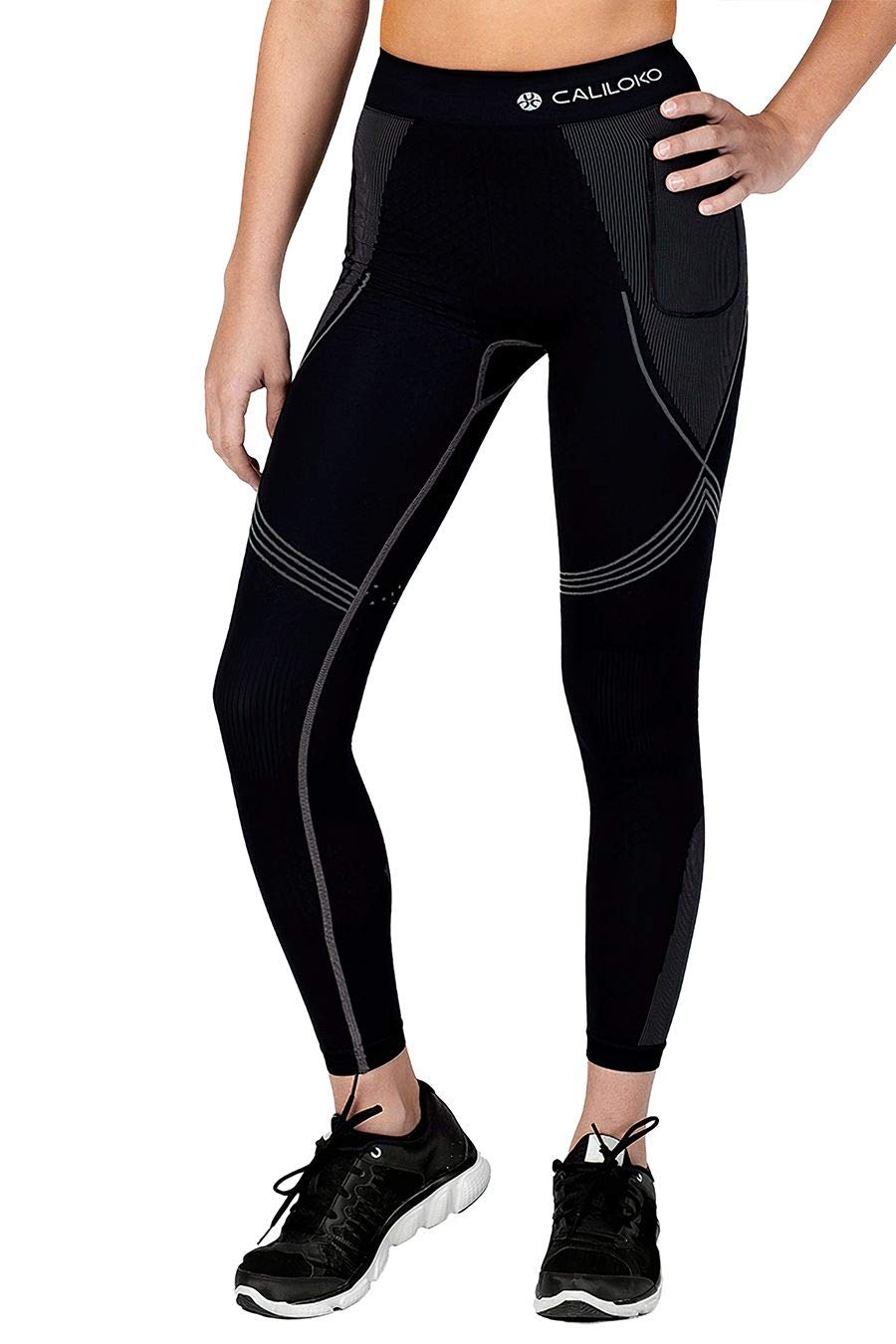 CALILOKO - Yosemite Compression Long Tights for Women - High Waist Workout Leggings with Pockets & UPF 50+ Sun Protection - Yoga, Running, Hiking & Gym Activewear
