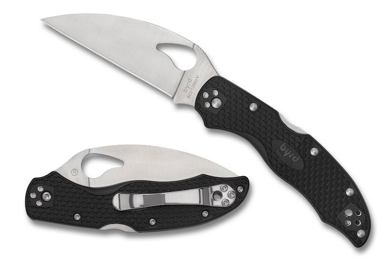 Byrd Harrier 2 Wharncliffe Folding Knife - Lightweight Black FRN Handle with Plain Edge Blade - EDC, Outdoor, Camping & Everyday Carry Utility Knife