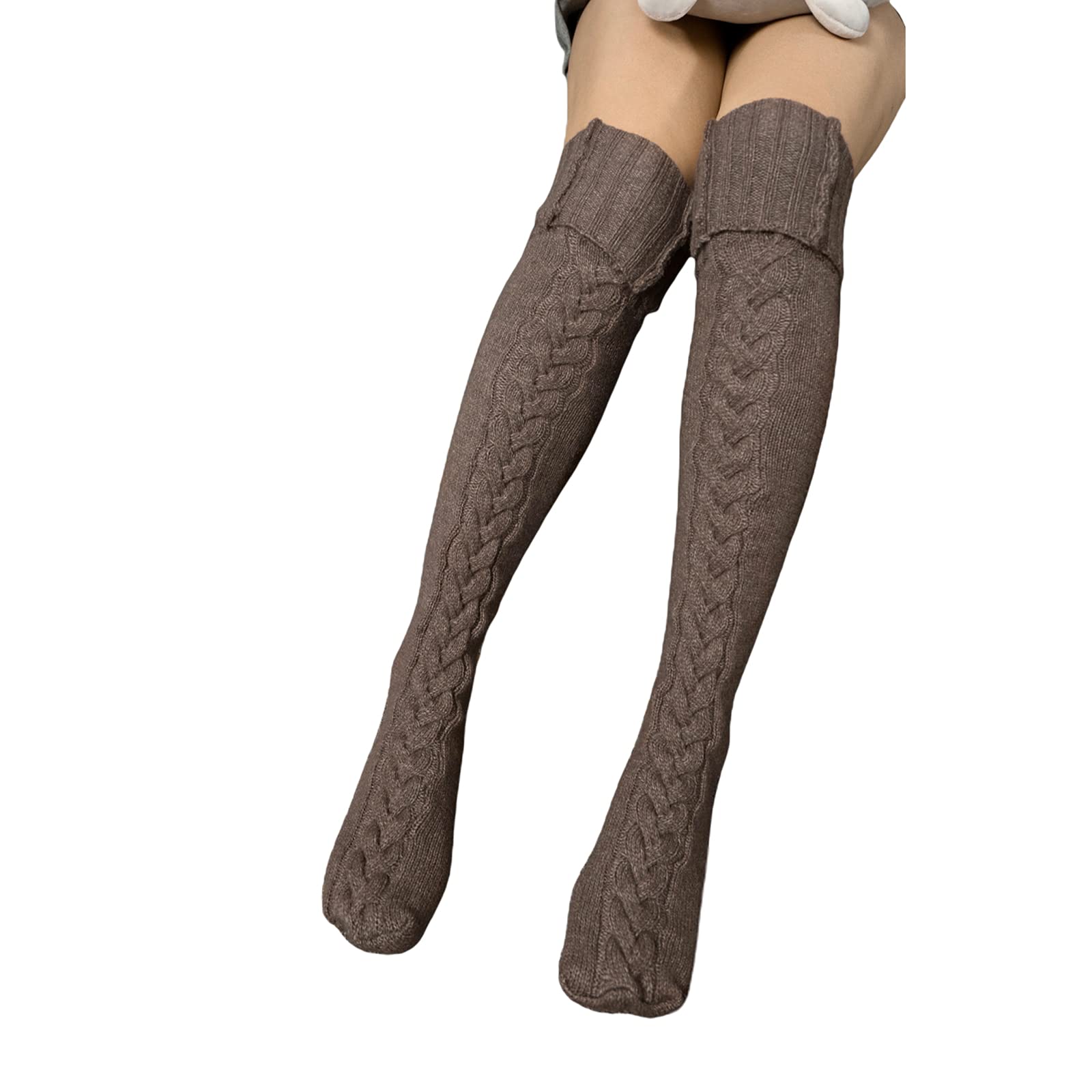 Women's Extra Long Cable Knit Boot Socks - Knee High Wool Leg Warmers for Winter Fashion