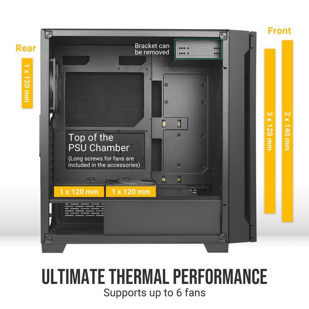 Antec P10 FLUX Mid-Tower PC Case - Silent Gaming Case with 5 x 120mm Fans, Reversible Front Panel & Air-Concentrating Filter - Ideal for Quiet Gaming Rigs & Home Office Workstations