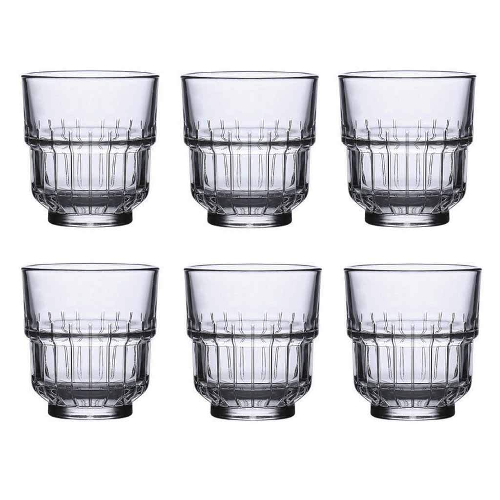 8oz & 12oz Creative Glass Cup Set - 2 or 6 Pack Reusable Drinking Glasses for Water, Beer, Soda - Durable Tableware for Indoor & Outdoor Use - Perfect for Parties, Picnics, BBQs (Transparent, 8.5cm)