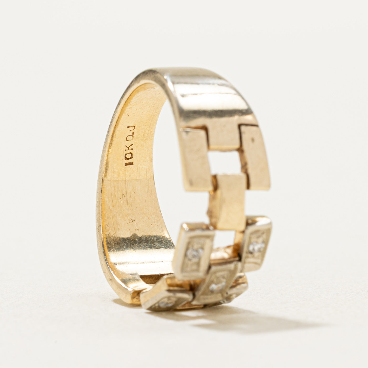 10K Gold Diamond Panther Chain Ring - 0.40ctw Genuine Diamond Jewelry - Size 6.75 Women's Fashion Ring - Perfect for Gifts, Parties & Special Occasions