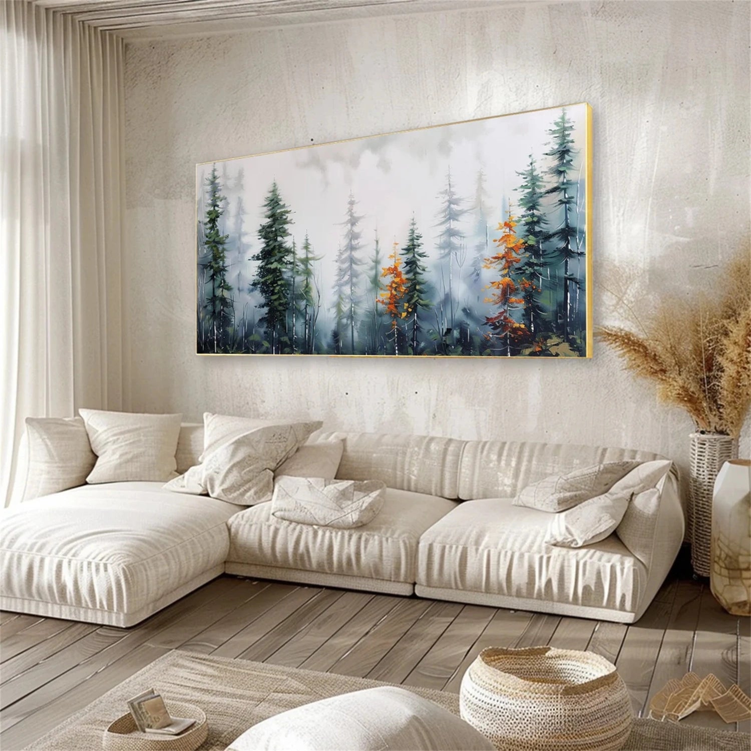 Flower and Tree Painting #FT102 - Handmade Canvas Wall Art for Home Decor, Office, Living Room & Bedroom