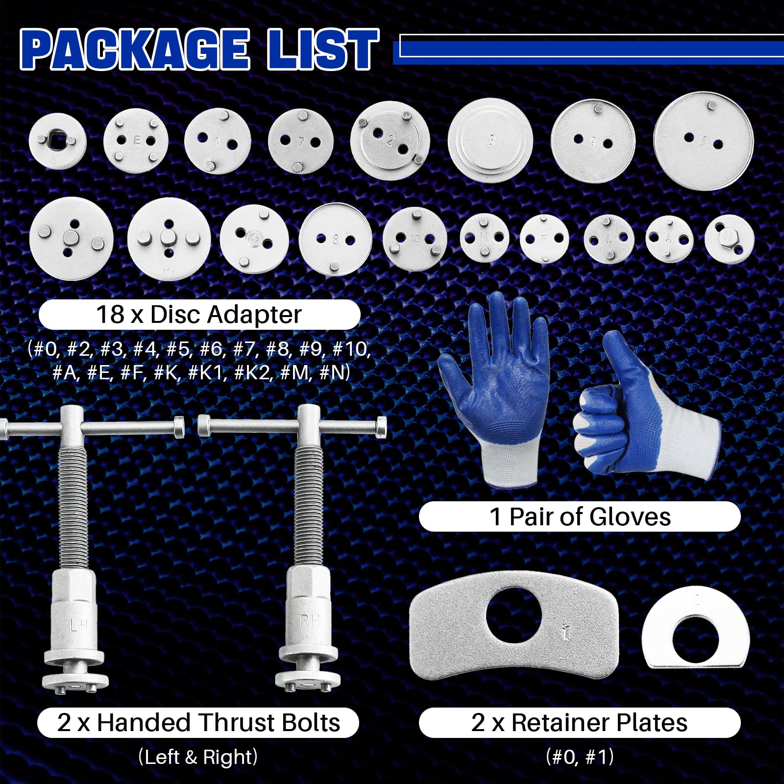 DASBET 24pcs Heavy Duty Disc Brake Caliper Tool Set - Professional Brake Caliper Compressor & Wind Back Tool Kit for Car & Truck Brake Repair (Blue) - Perfect for Mechanics & DIY Auto Maintenance